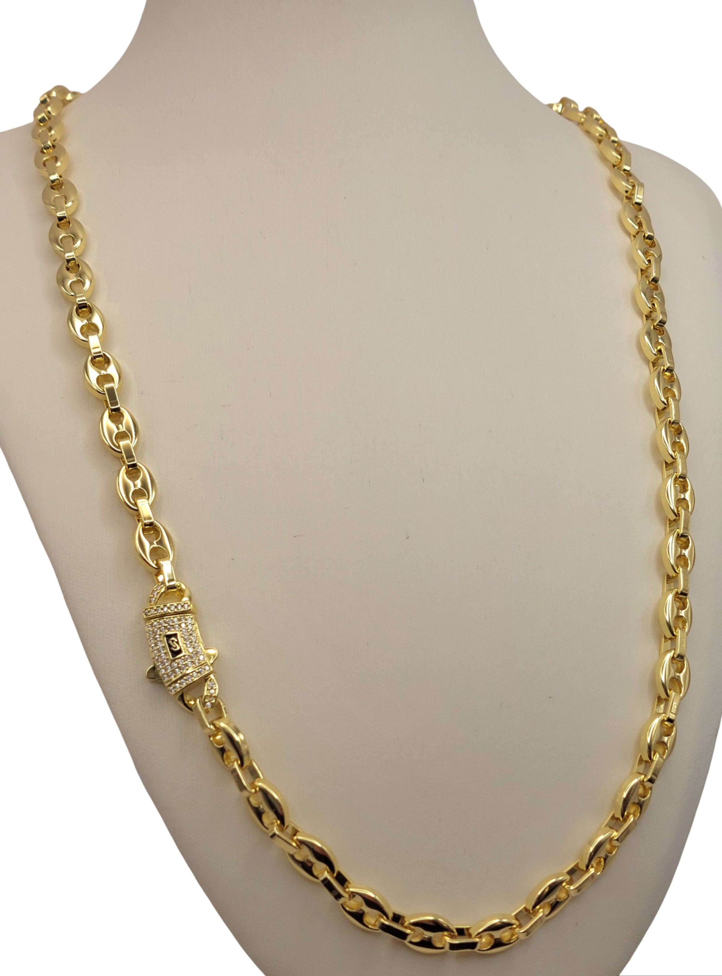 Cadena Monaco Pave de Tejido Italiano en Oro Laminado -4