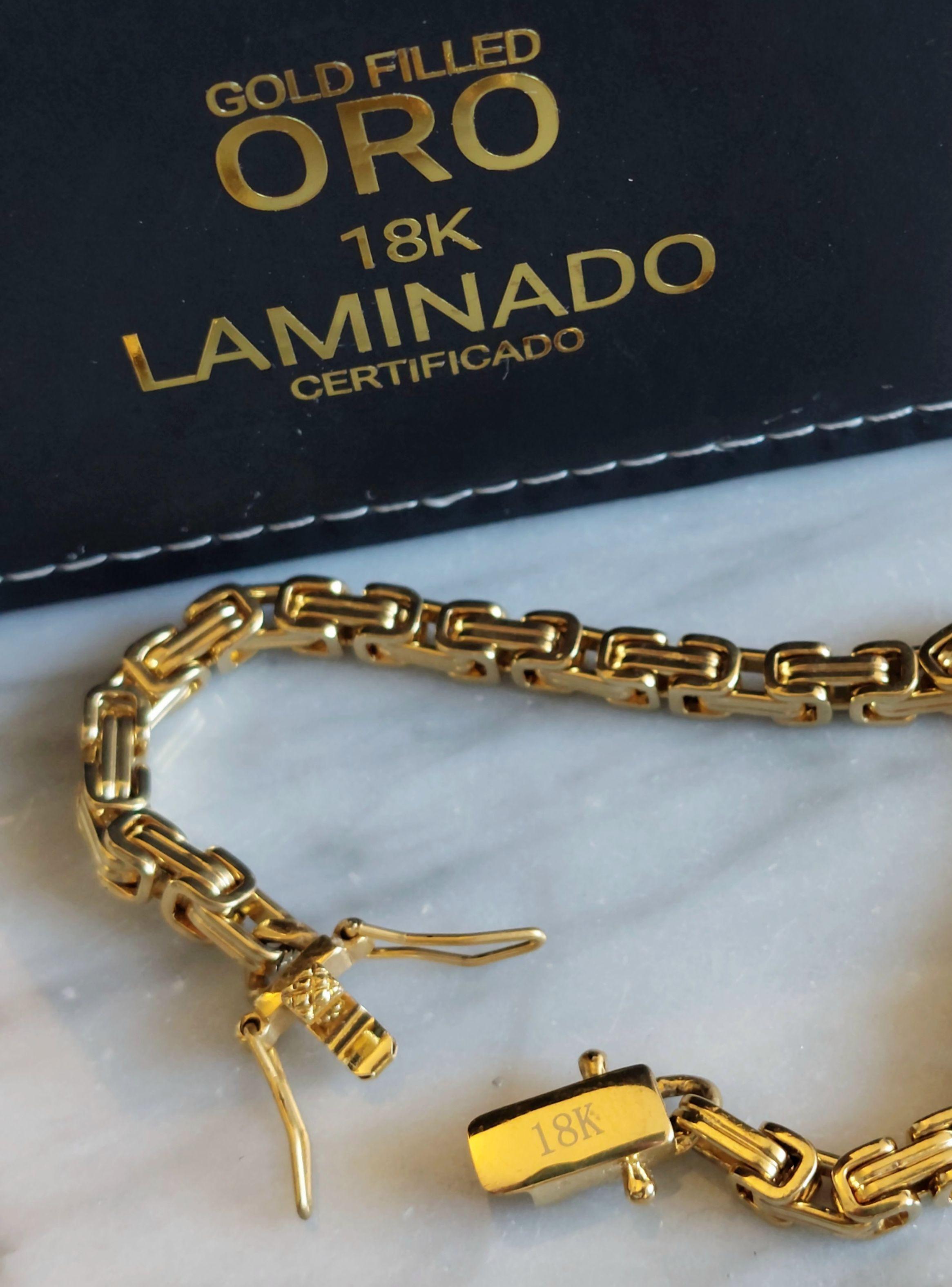 Pulsera ORO 18K Laminado Tejido Camino Del Inca Broche Cajón -2