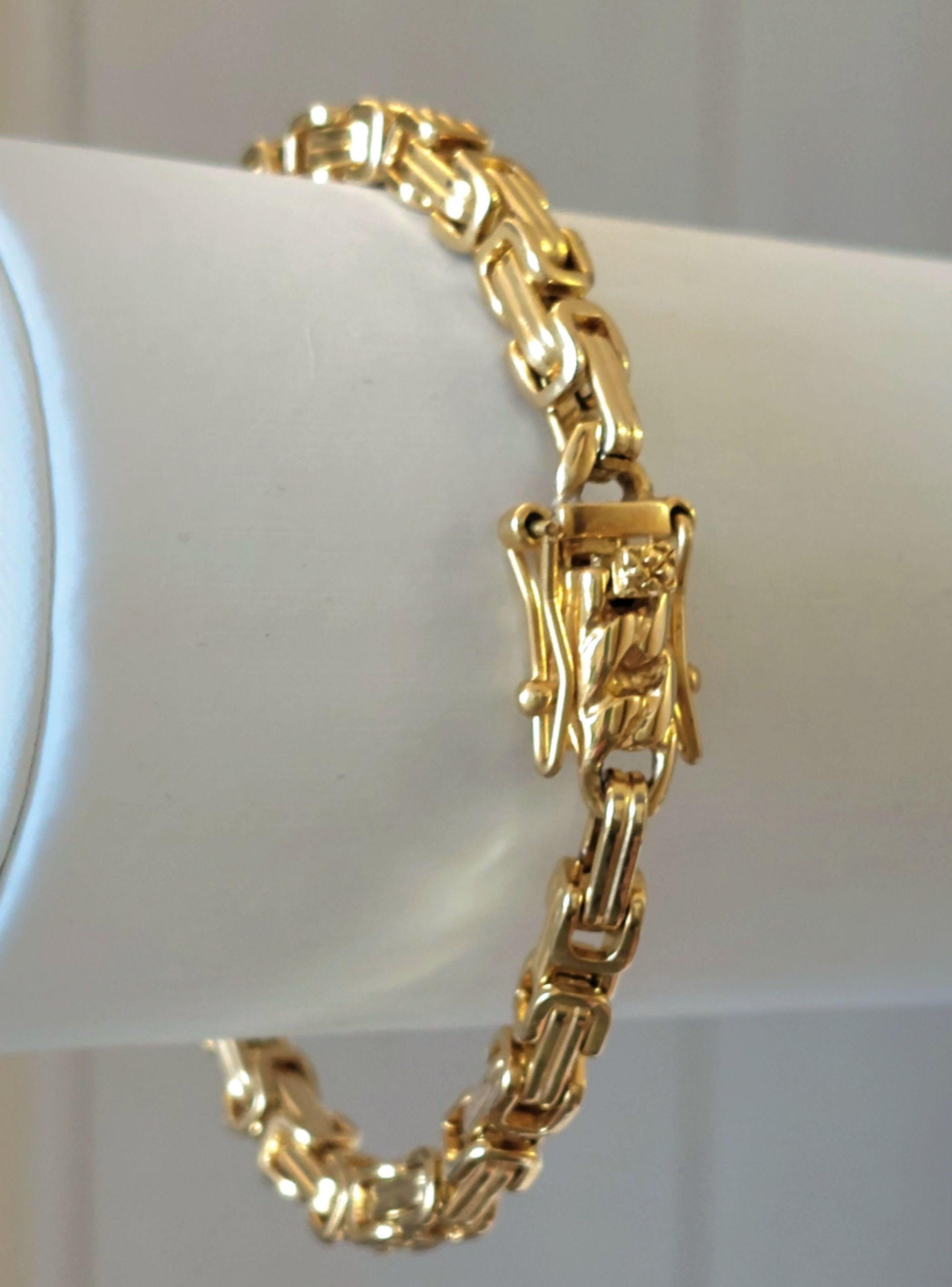 Pulsera ORO 18K Laminado Tejido Camino Del Inca Broche Cajón -3