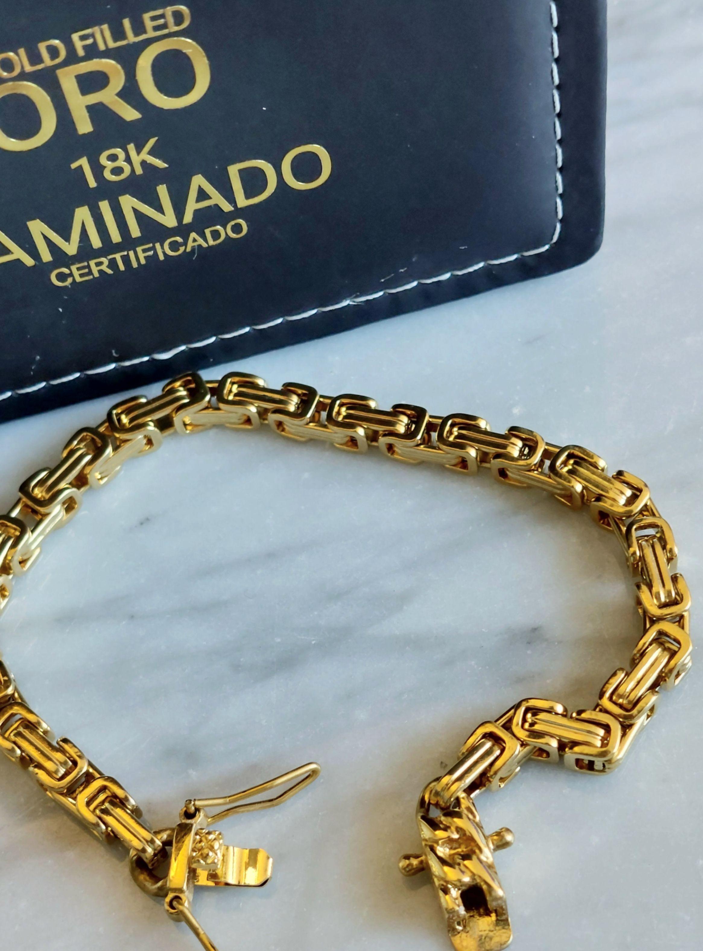 Pulsera ORO 18K Laminado Tejido Camino Del Inca Broche Cajón -4