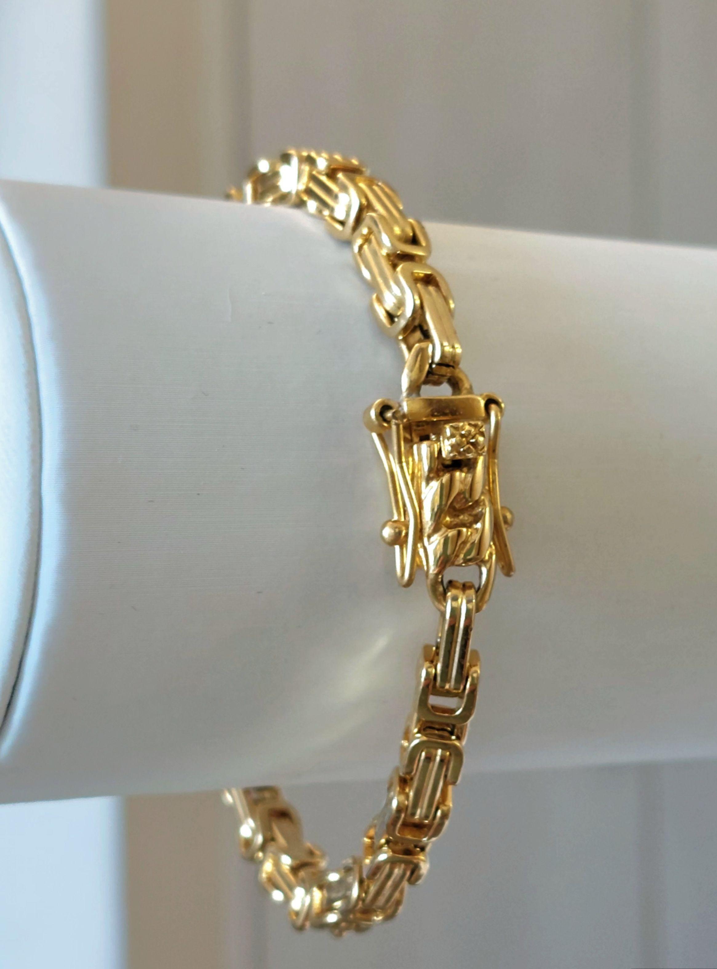 Pulsera ORO 18K Laminado Tejido Camino Del Inca Broche Cajón -5