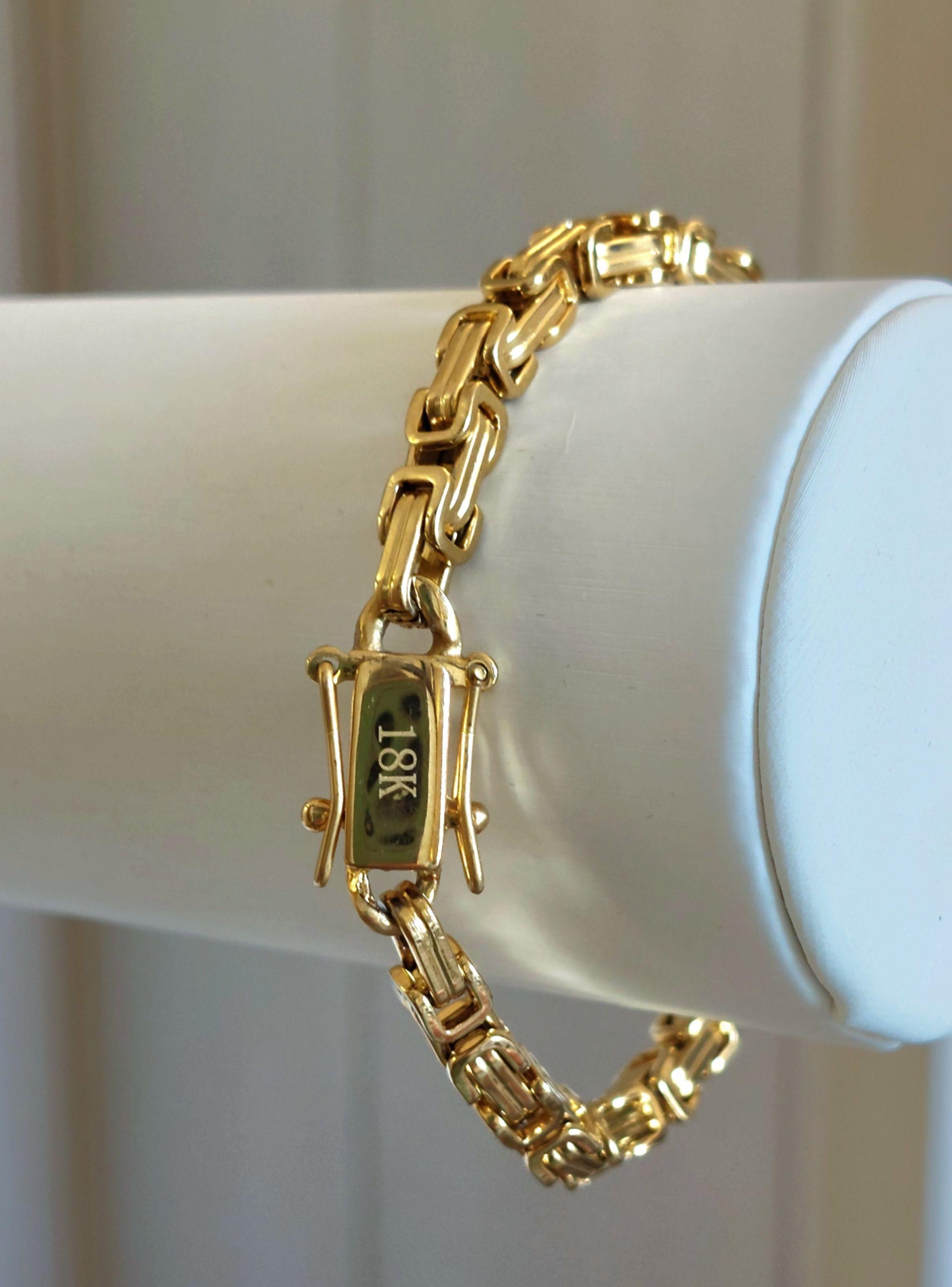 Pulsera ORO 18K Laminado Tejido Camino Del Inca Broche Cajón -6