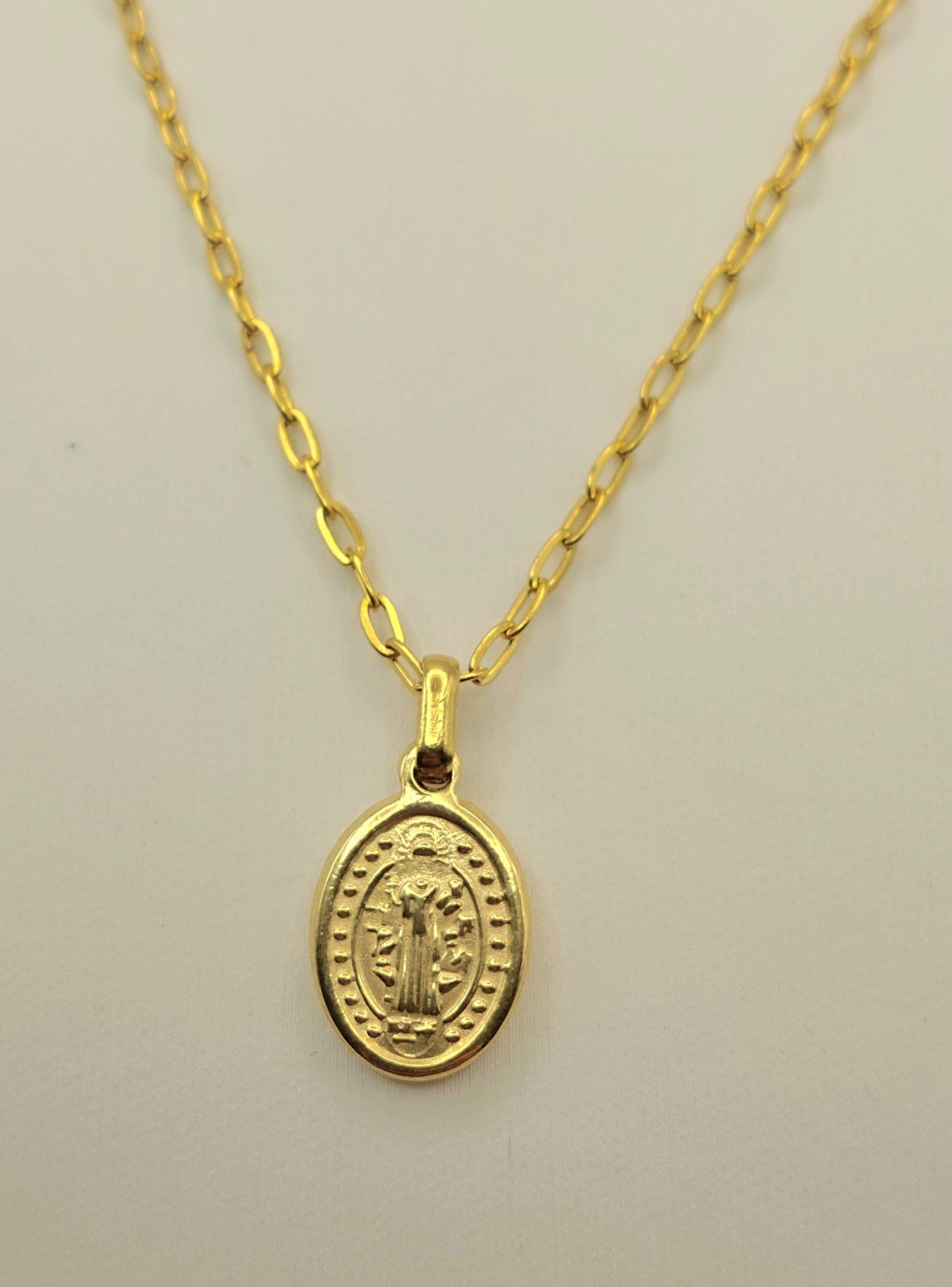 Cadena ORO 18K Laminado Tejido Clip San Benito -5