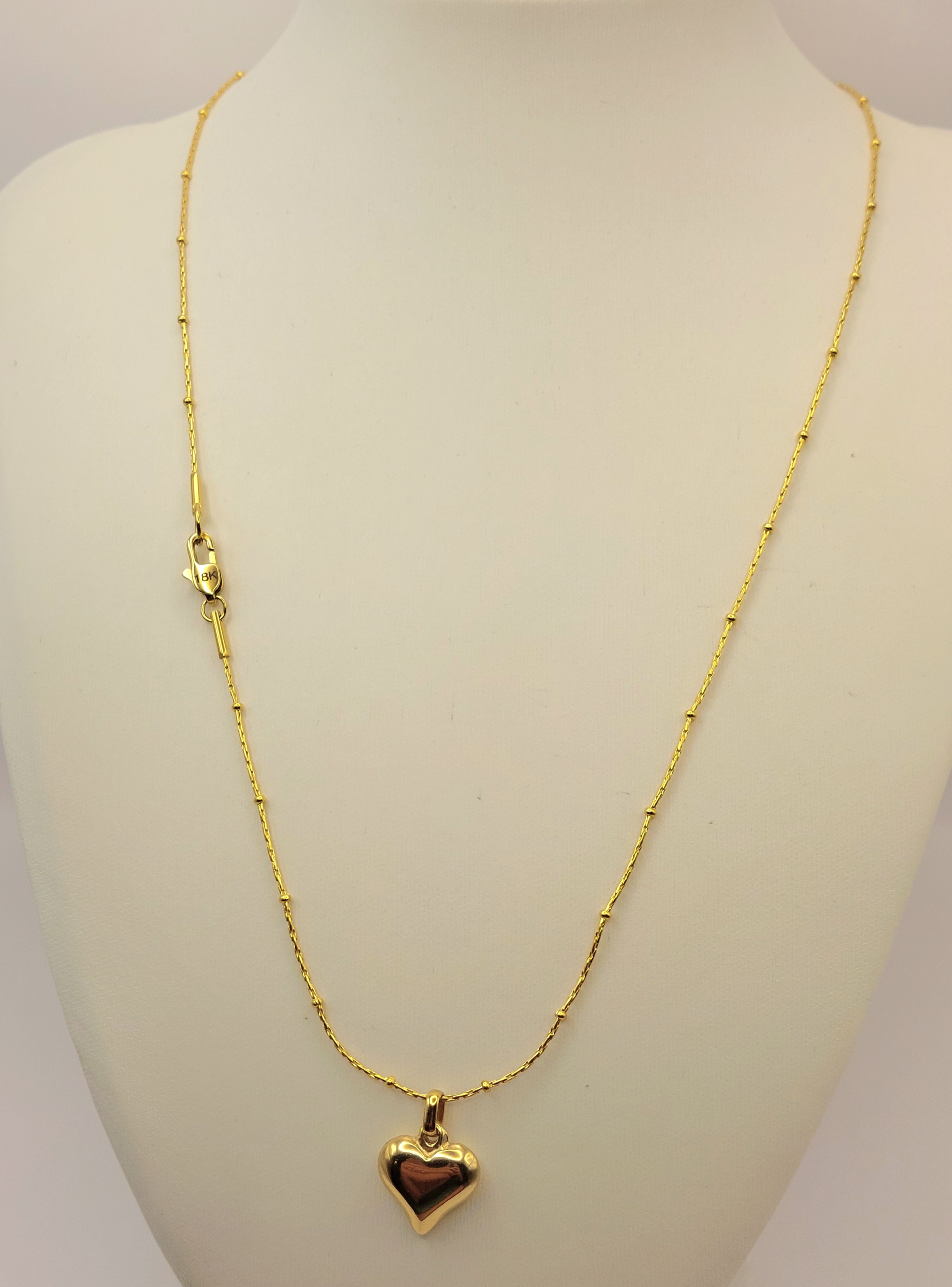 Cadena Tejido Mixto con Corazón de Oro Laminado 18k-5