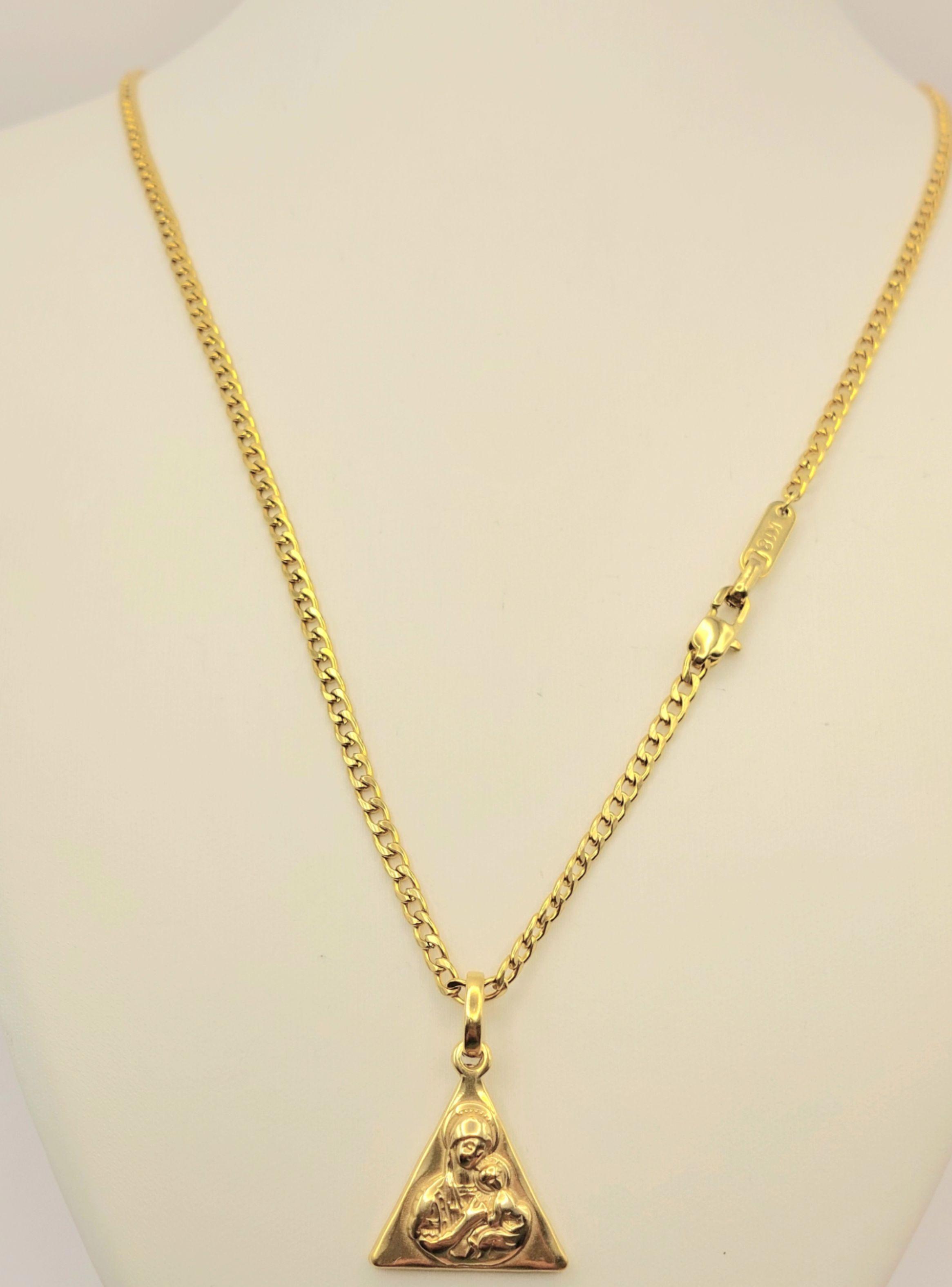Cadena Oro Laminado Tejido Grumet con medalla de Virgen y el Niño-3