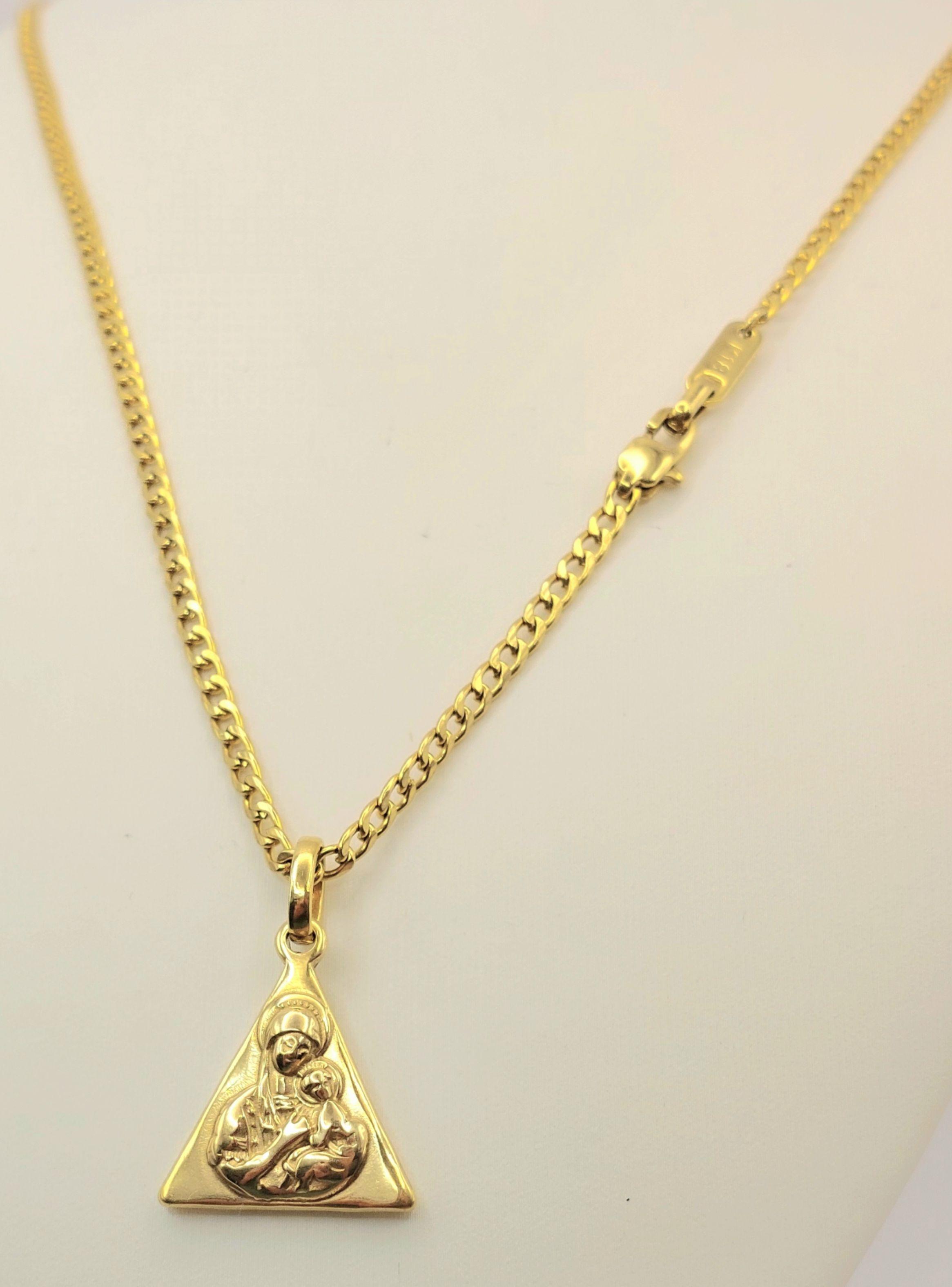 Cadena Oro Laminado Tejido Grumet con medalla de Virgen y el Niño-4
