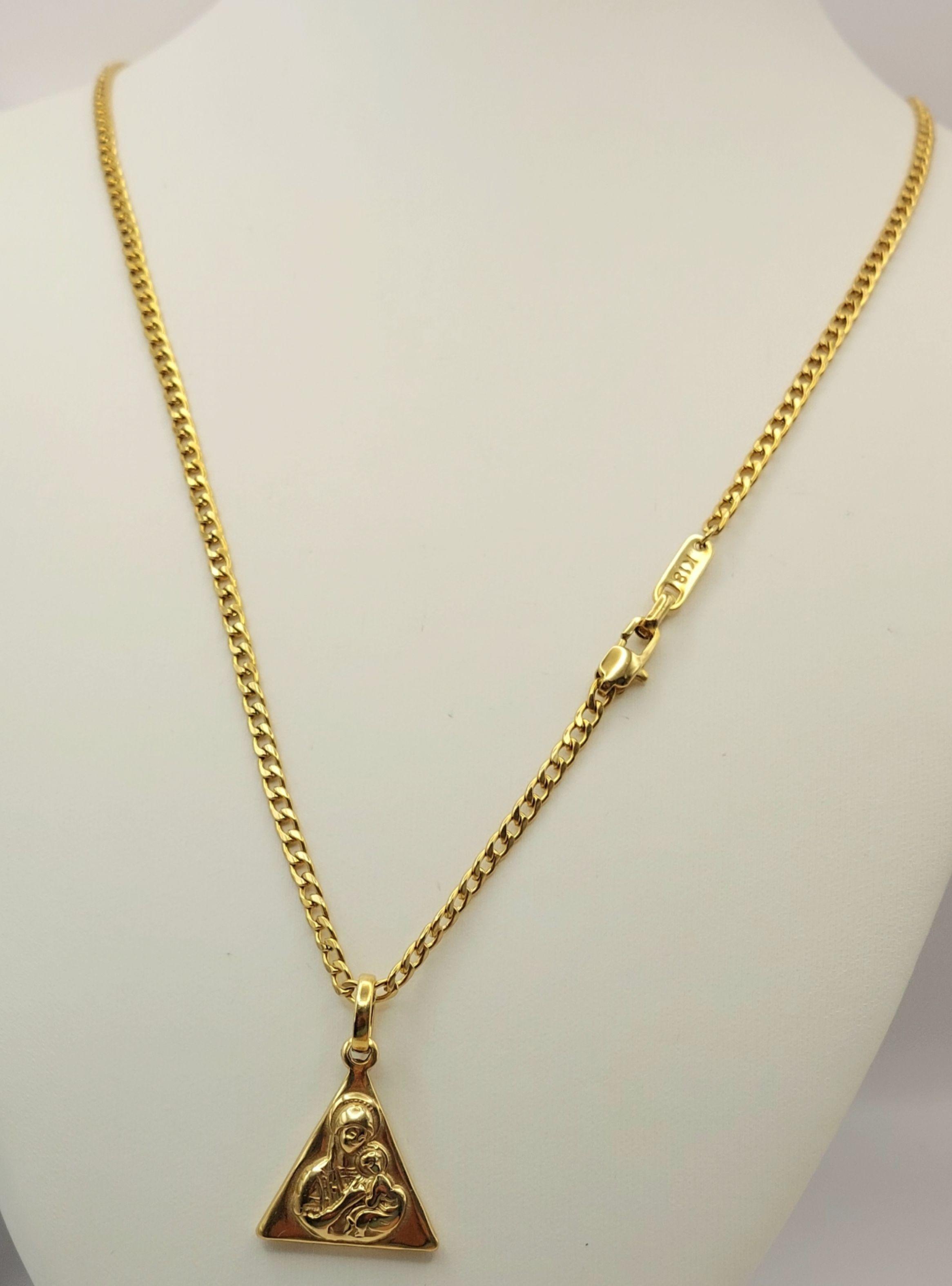 Cadena Oro Laminado Tejido Grumet con medalla de Virgen y el Niño-6
