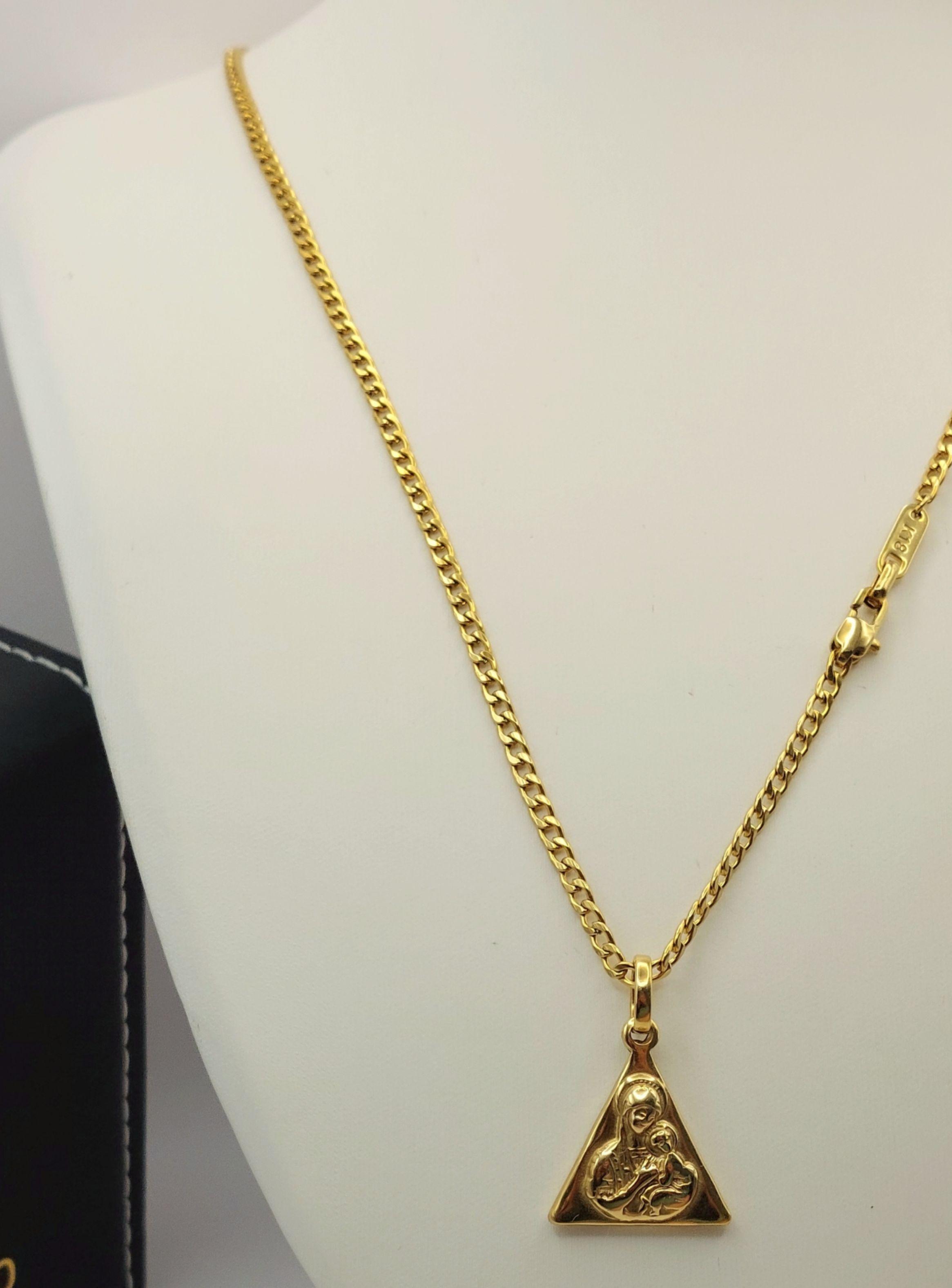 Cadena Oro Laminado Tejido Grumet con medalla de Virgen y el Niño-7