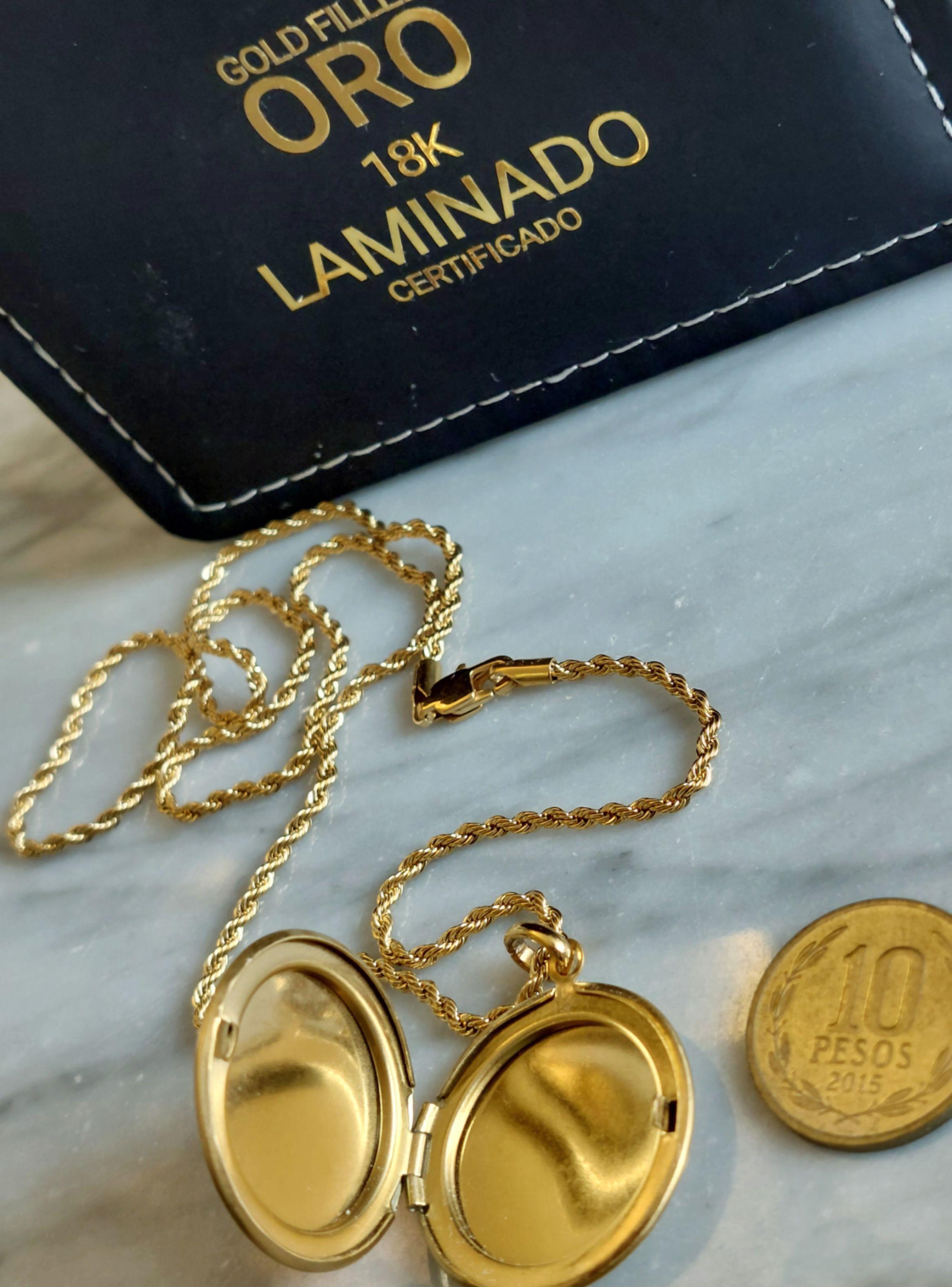 Relicario ORO 18K Laminado Cadena Tejido Tourbillon -2