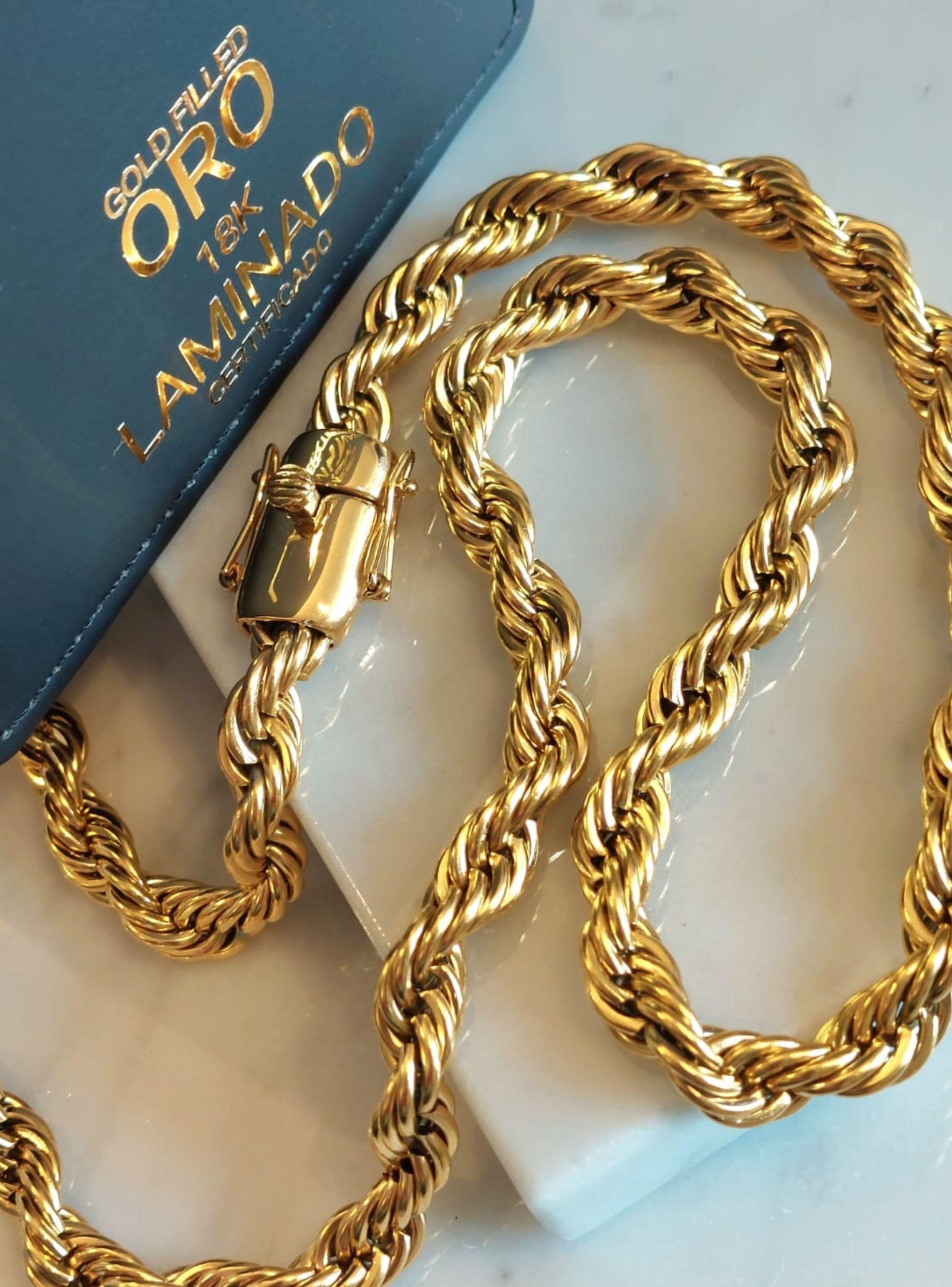 Cadena ORO 18K Laminado Tejido Tourbillon Broche Cajón-2