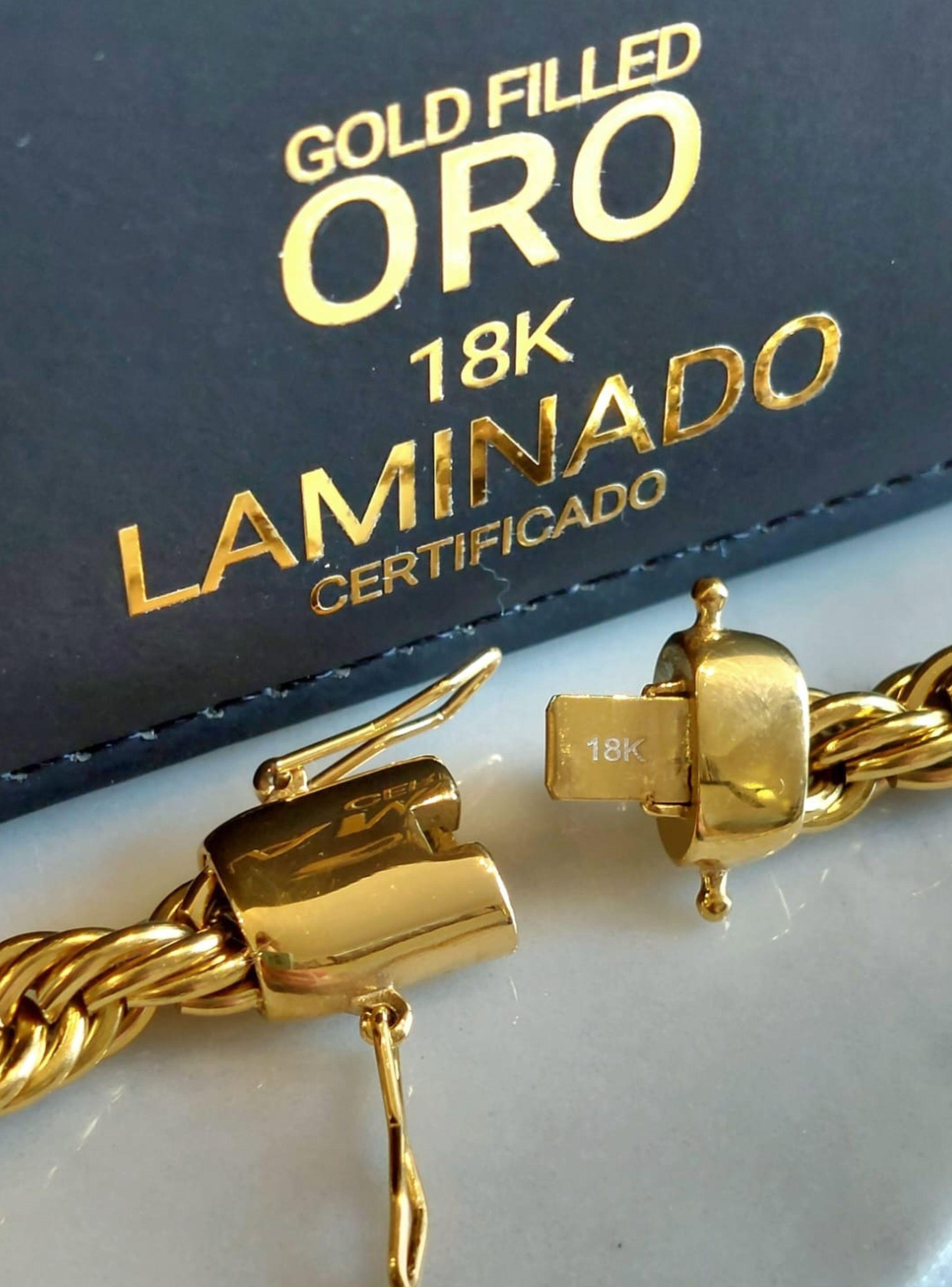 Cadena ORO 18K Laminado Tejido Tourbillon Broche Cajón-5