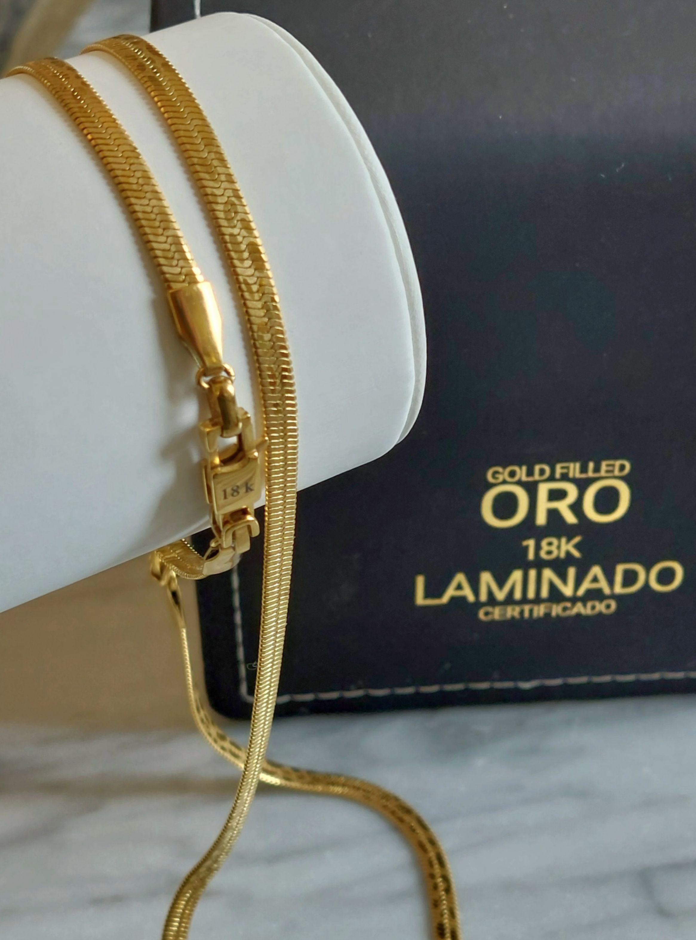 Cadena ORO Laminado 18K Tejido Serpiente Diseño Boa-4
