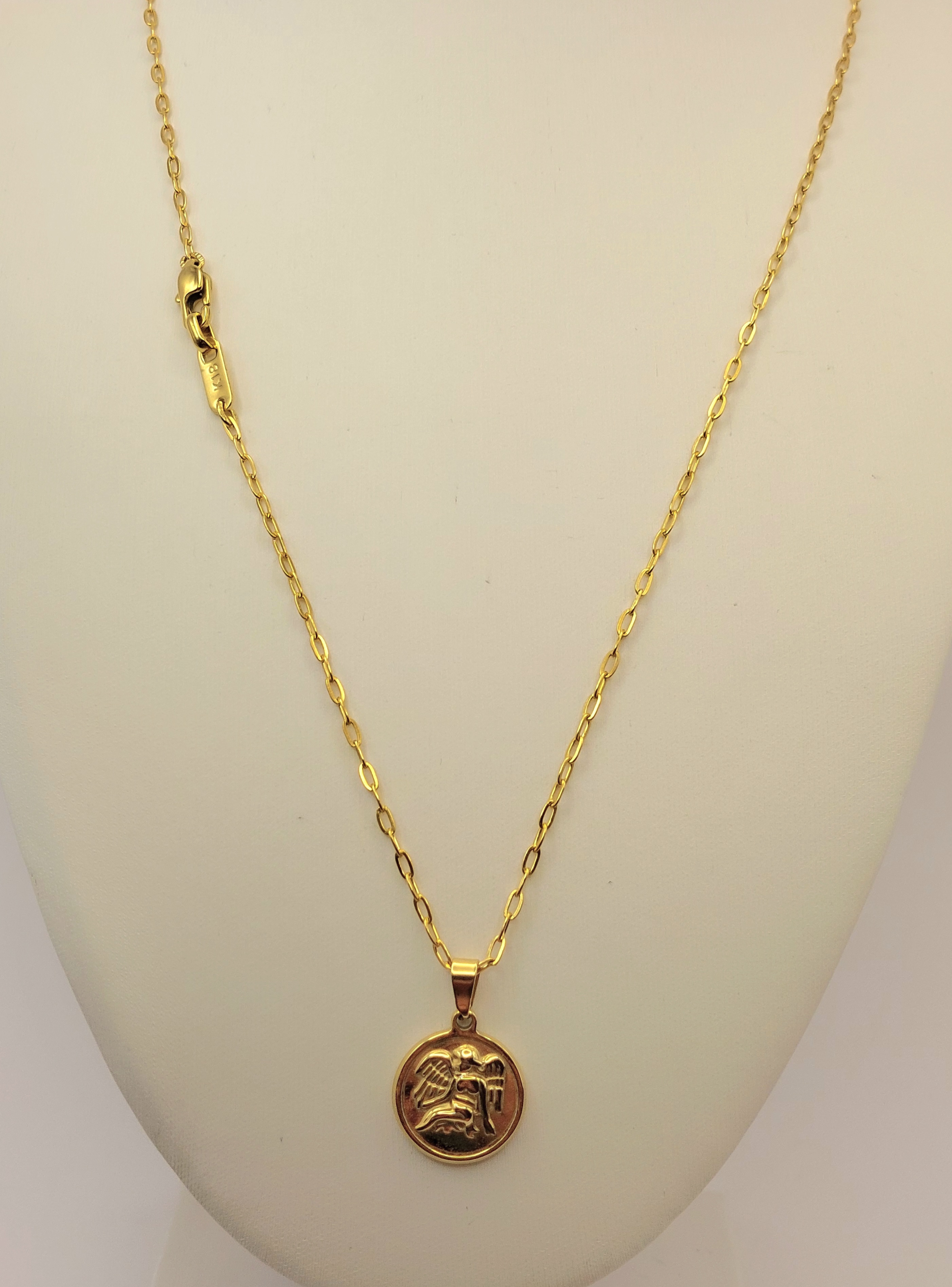 Cadena Tejido Clip con Medalla Angel del Amor, Chamuel Oro Laminado -3