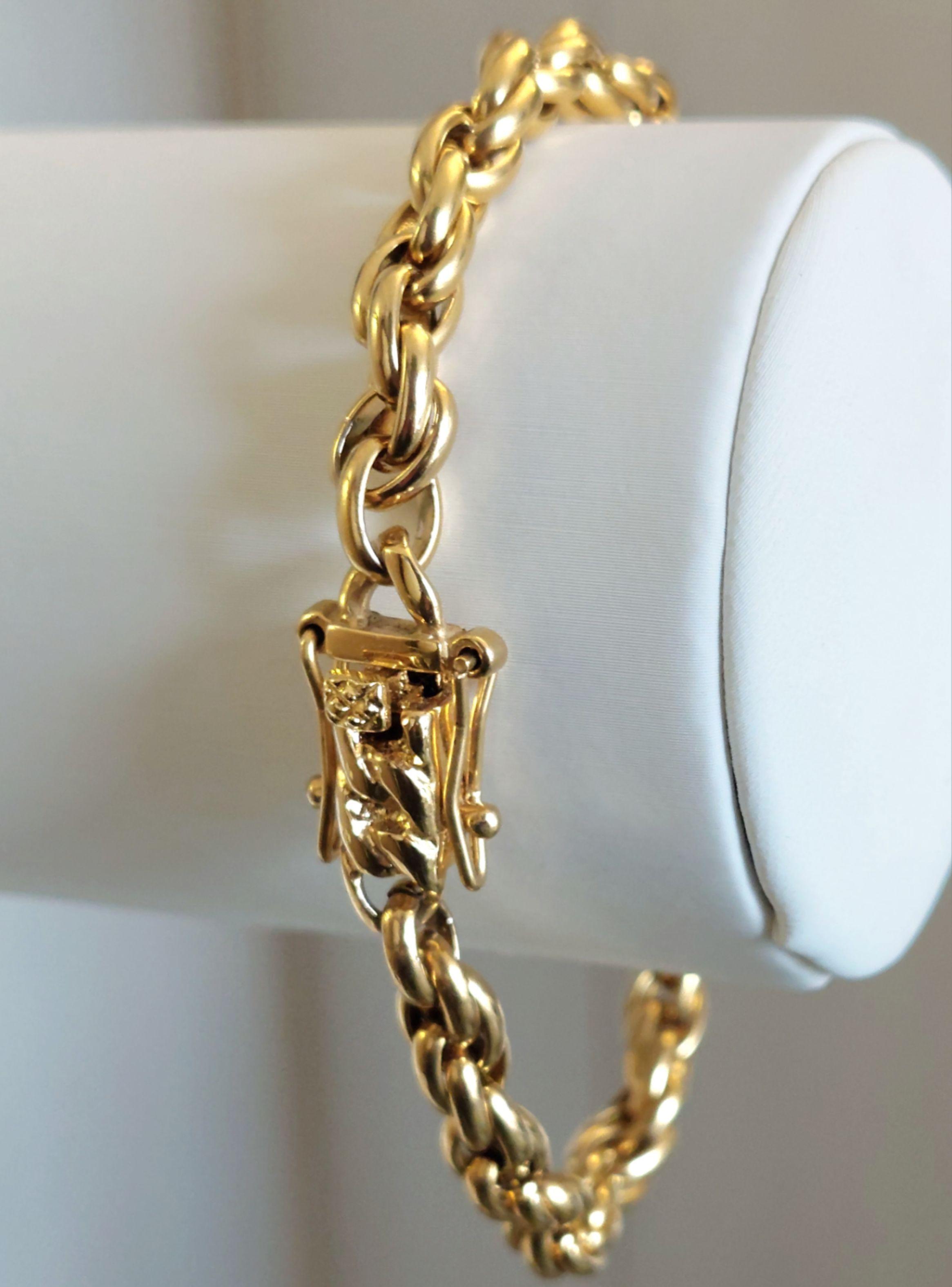 Pulsera ORO 18K Laminado Tejido Tourbillon grueso 5MM Grosor-2