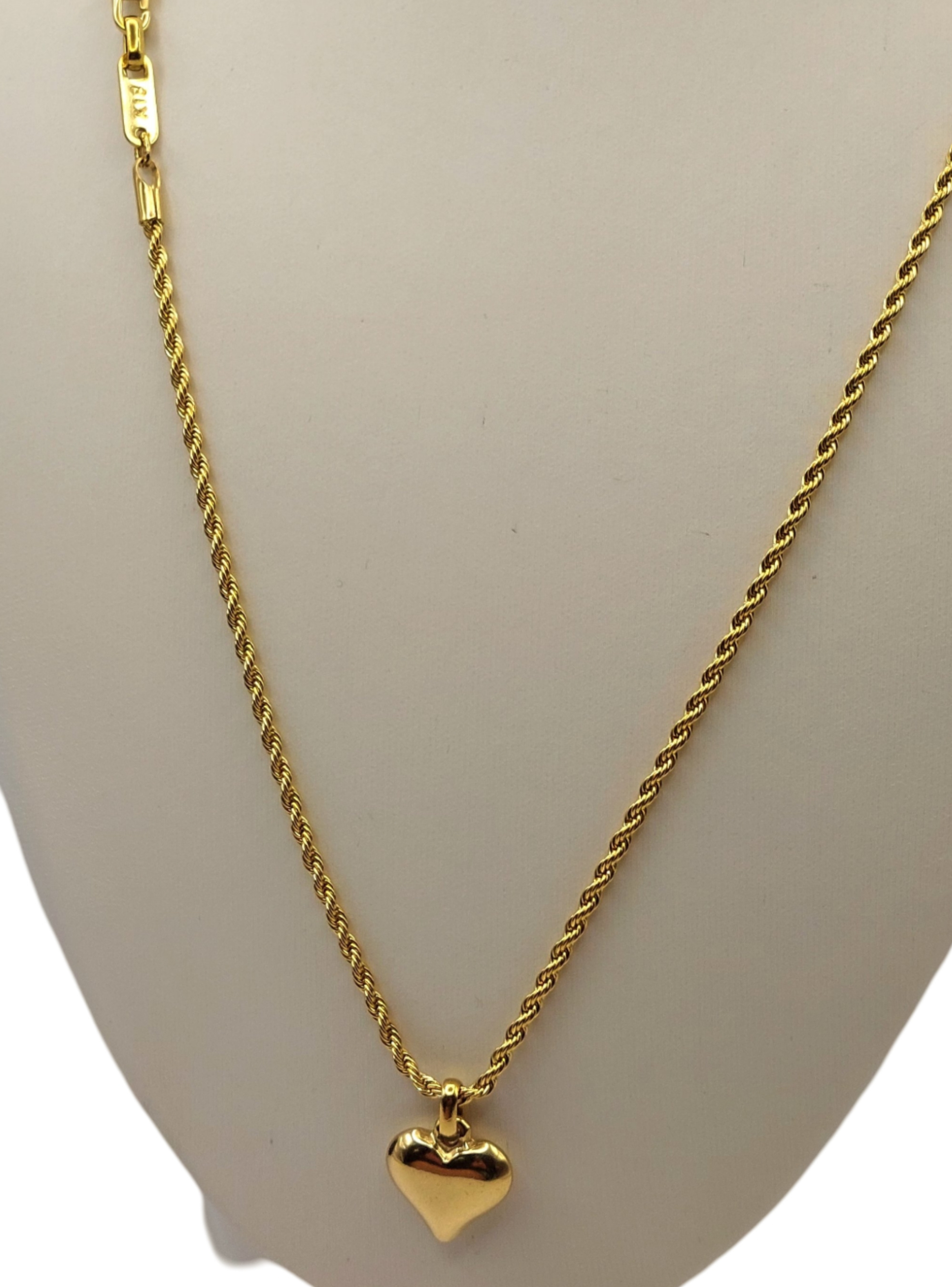 Cadena Tejido Tourbillon con Colgante de Corazón de Oro 18K Laminado -0
