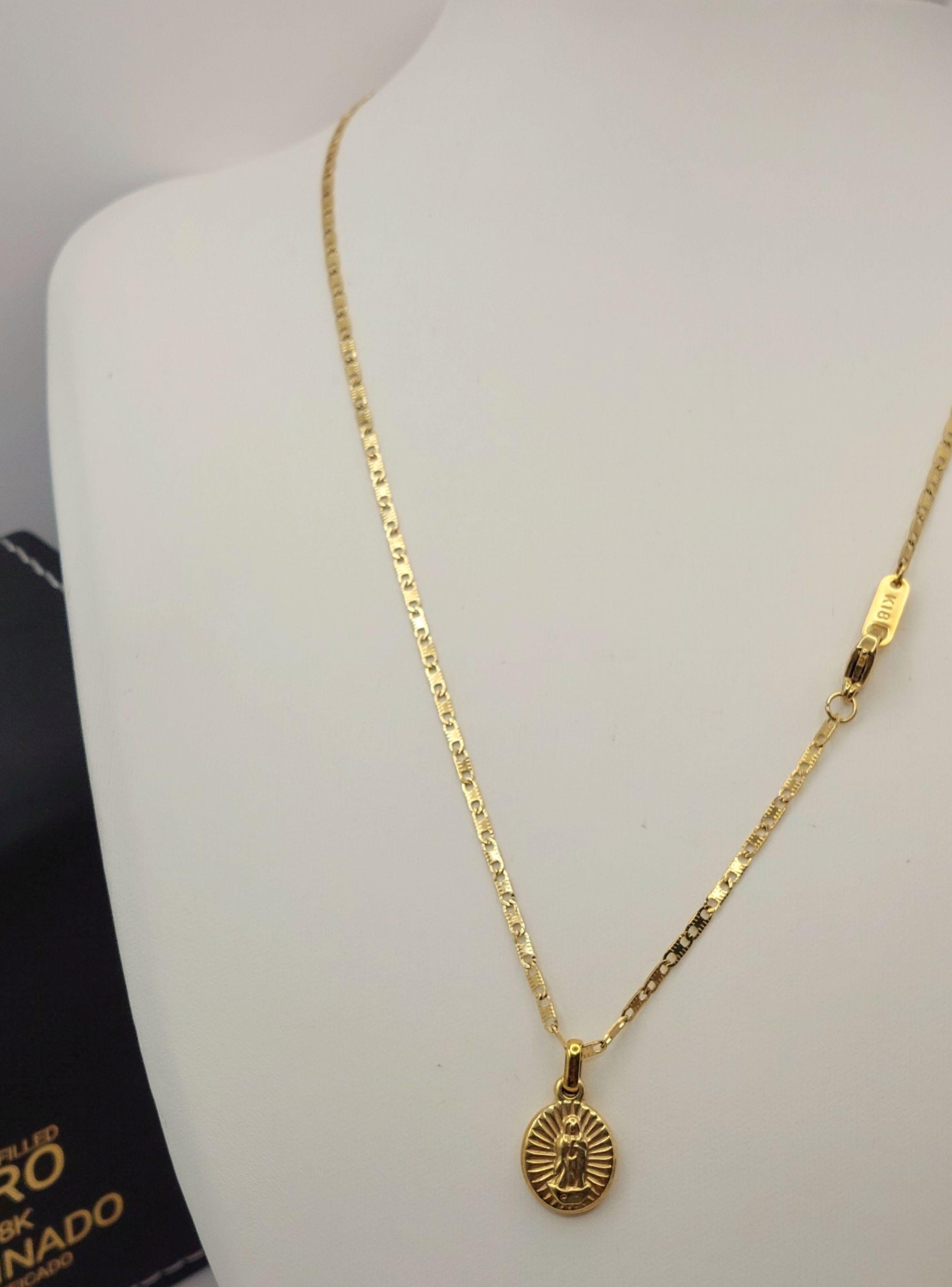 Cadena Oro Laminado Tejido Ancla Virgen Milagrosa de los Rayos -4