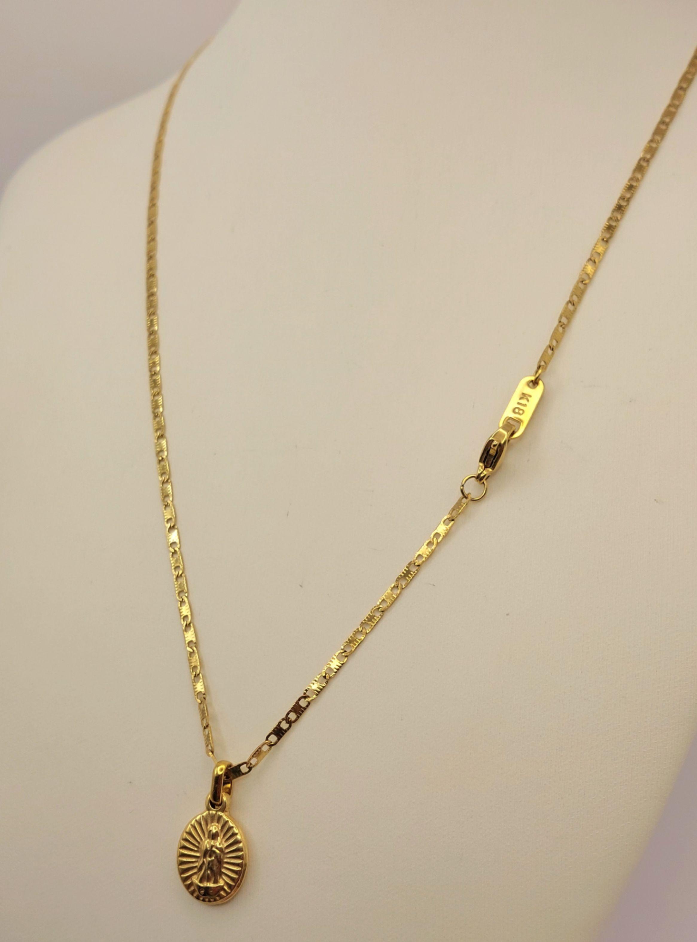 Cadena Oro Laminado Tejido Ancla Virgen Milagrosa de los Rayos -7
