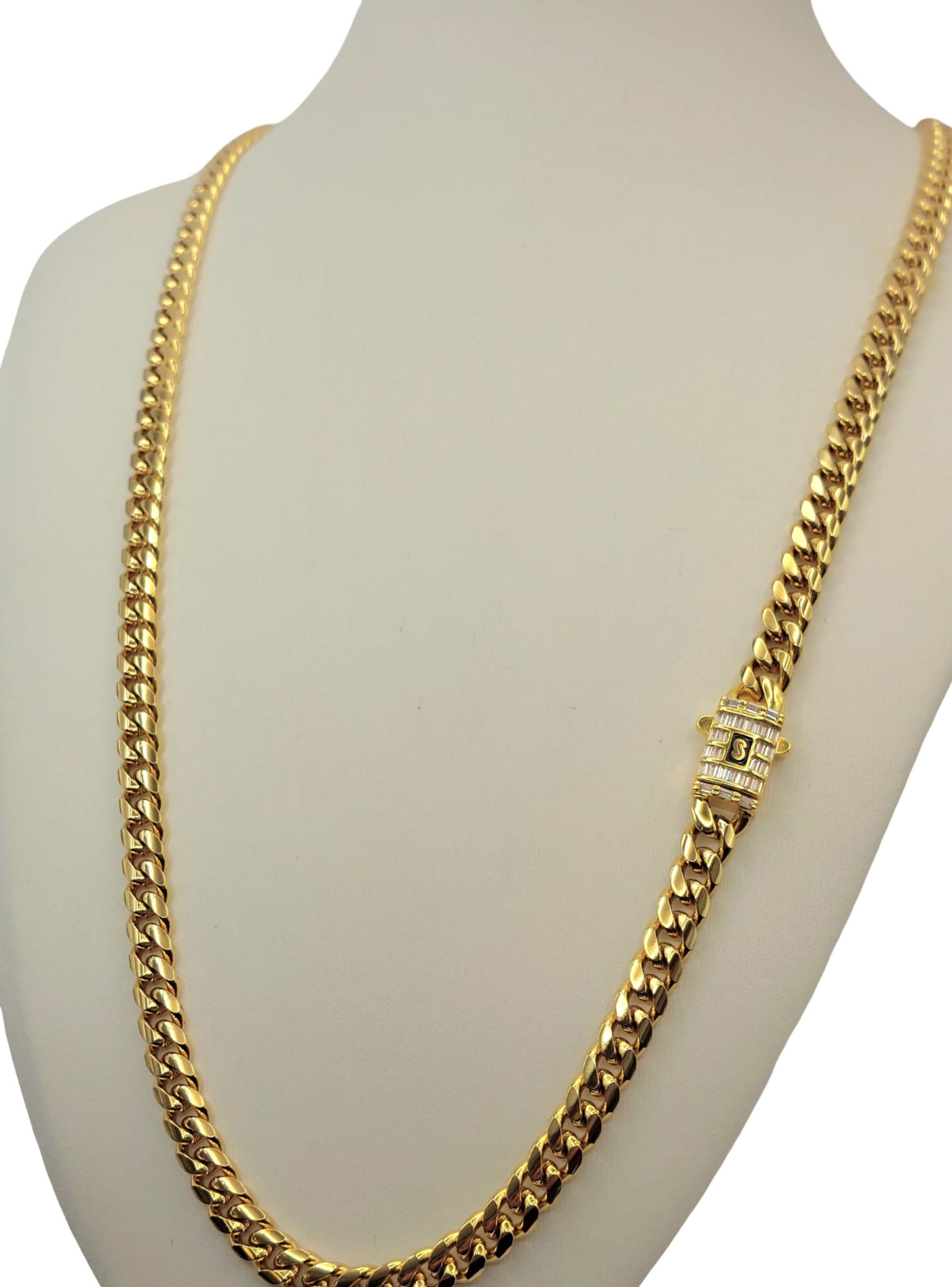 Cadena Mónaco Baguette de Tejido Cubana en Oro Laminado 18k-3