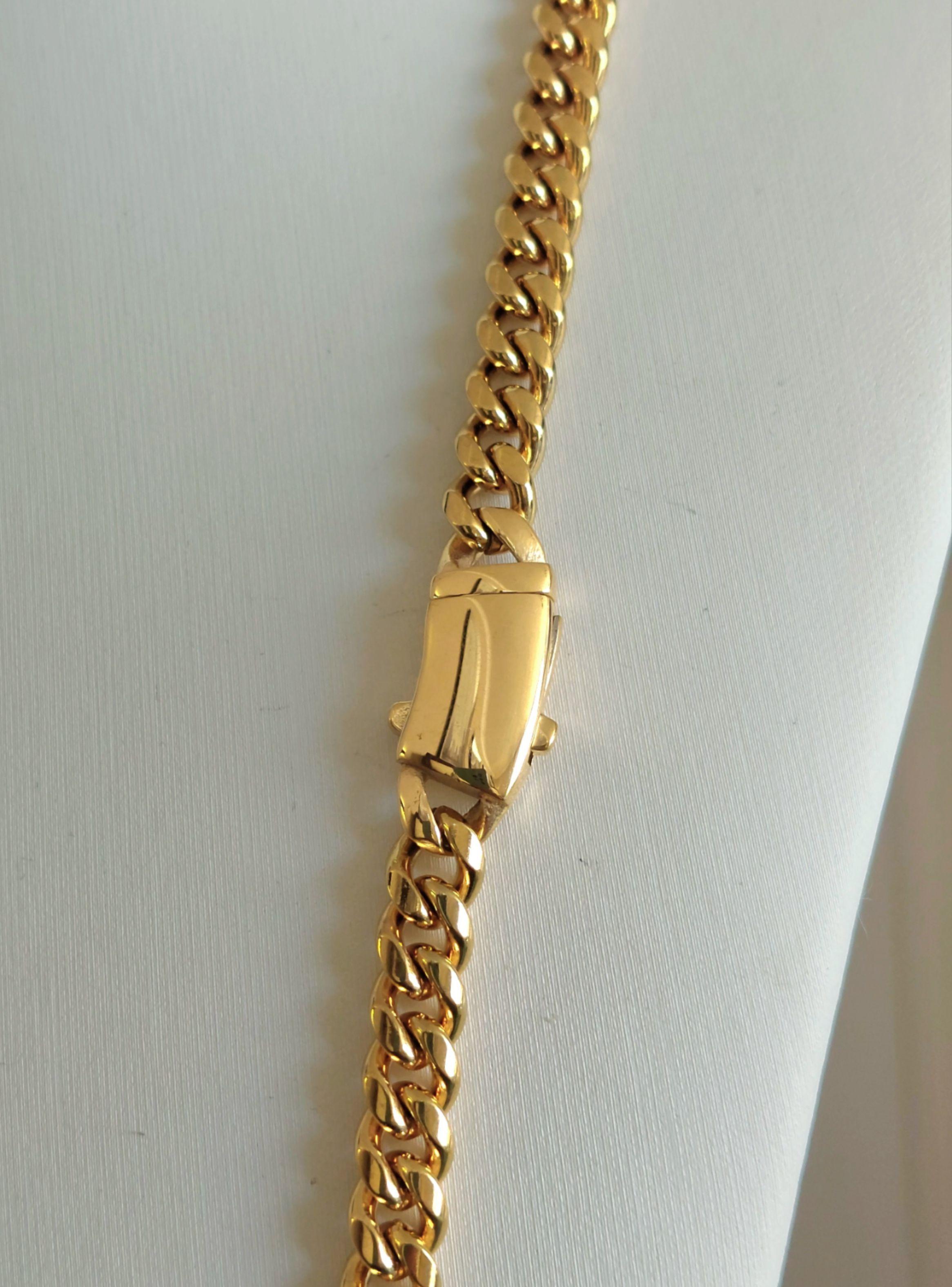 Cadena Oro 18K Laminado de Tejido Cubana con Broche Cajón-2