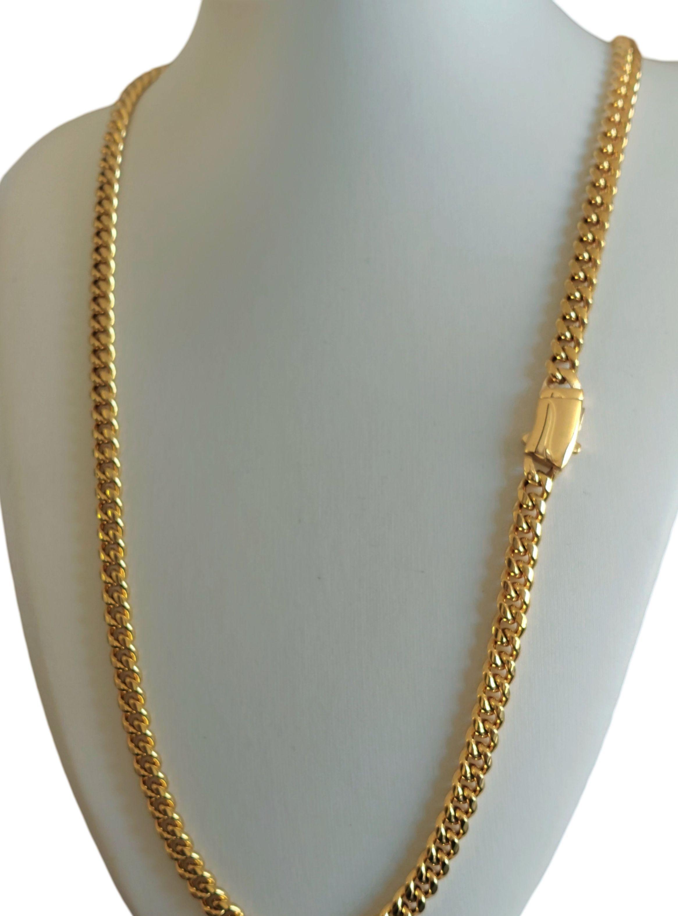 Cadena Oro 18K Laminado de Tejido Cubana con Broche Cajón-4