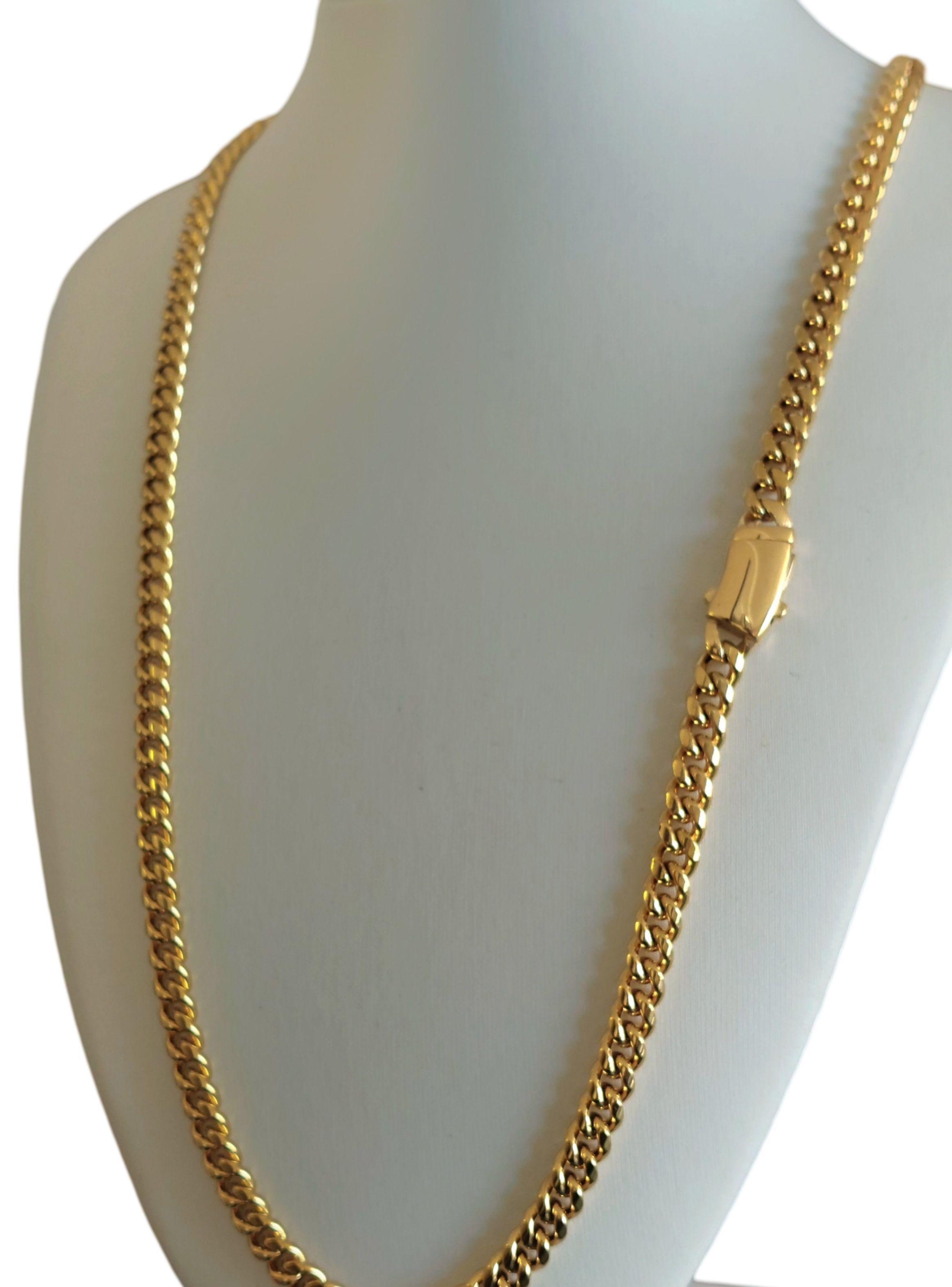 Cadena Oro 18K Laminado de Tejido Cubana con Broche Cajón-6