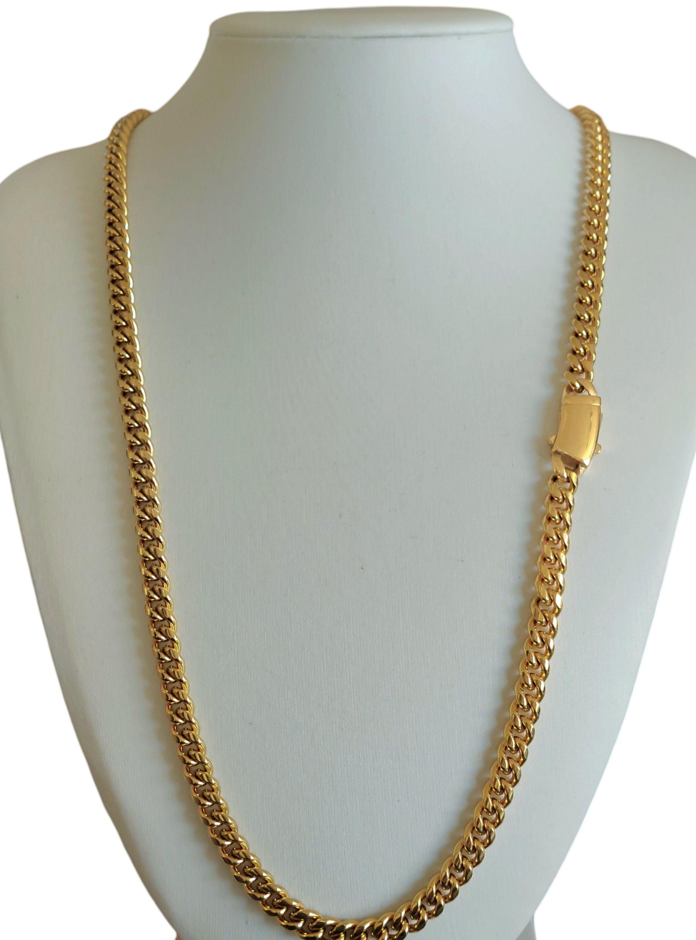 Cadena Oro 18K Laminado de Tejido Cubana con Broche Cajón-7