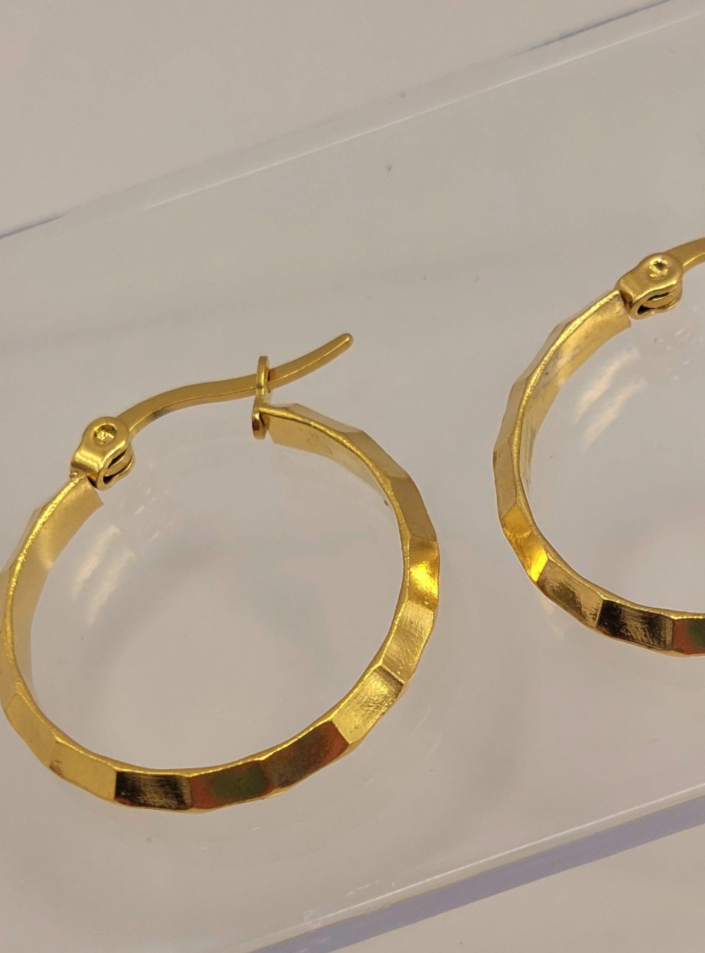Argollas Facetadas ORO Laminado 18K 2,5 CM-2