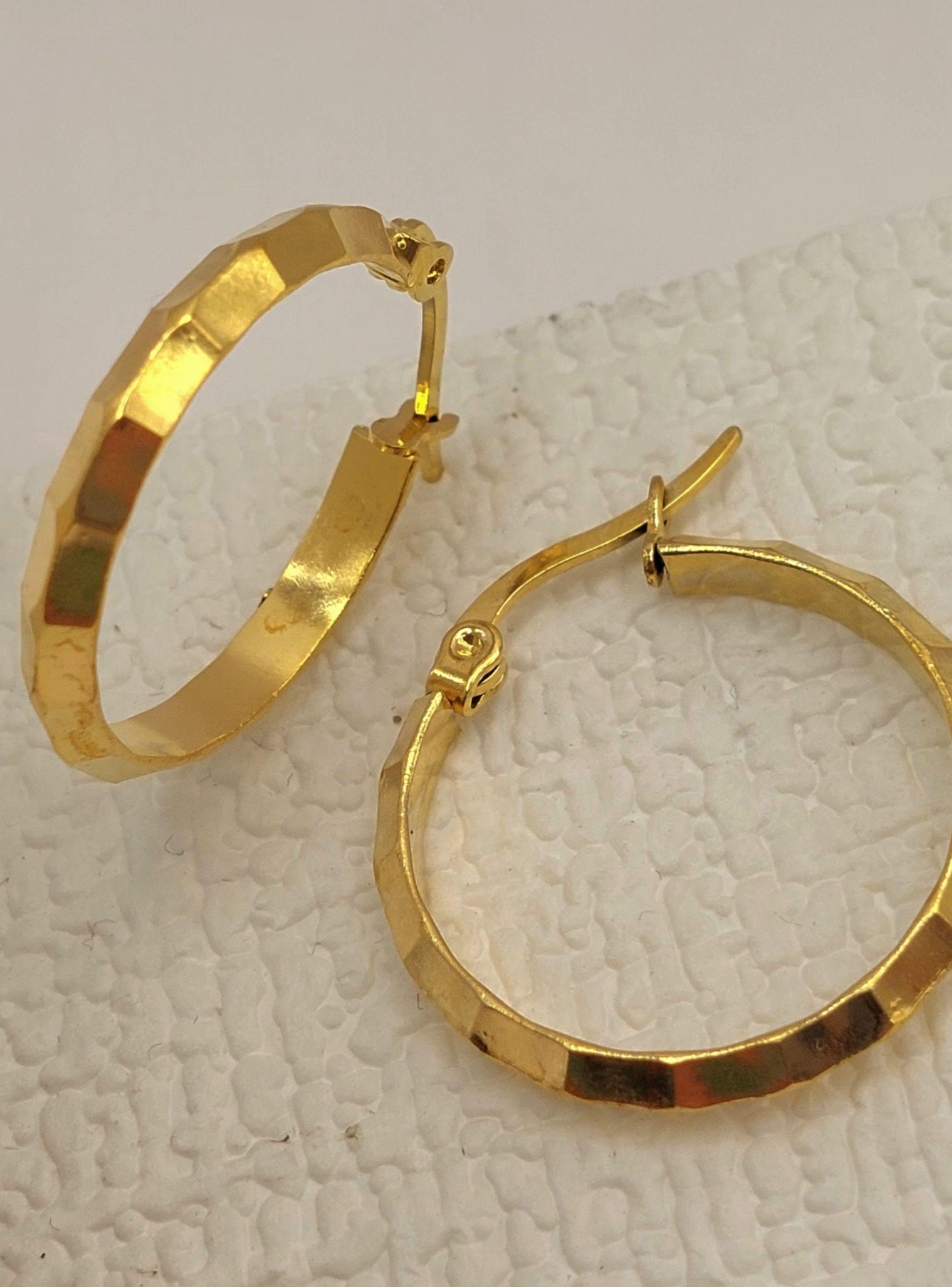 Argollas Facetadas ORO Laminado 18K 2,5 CM-4