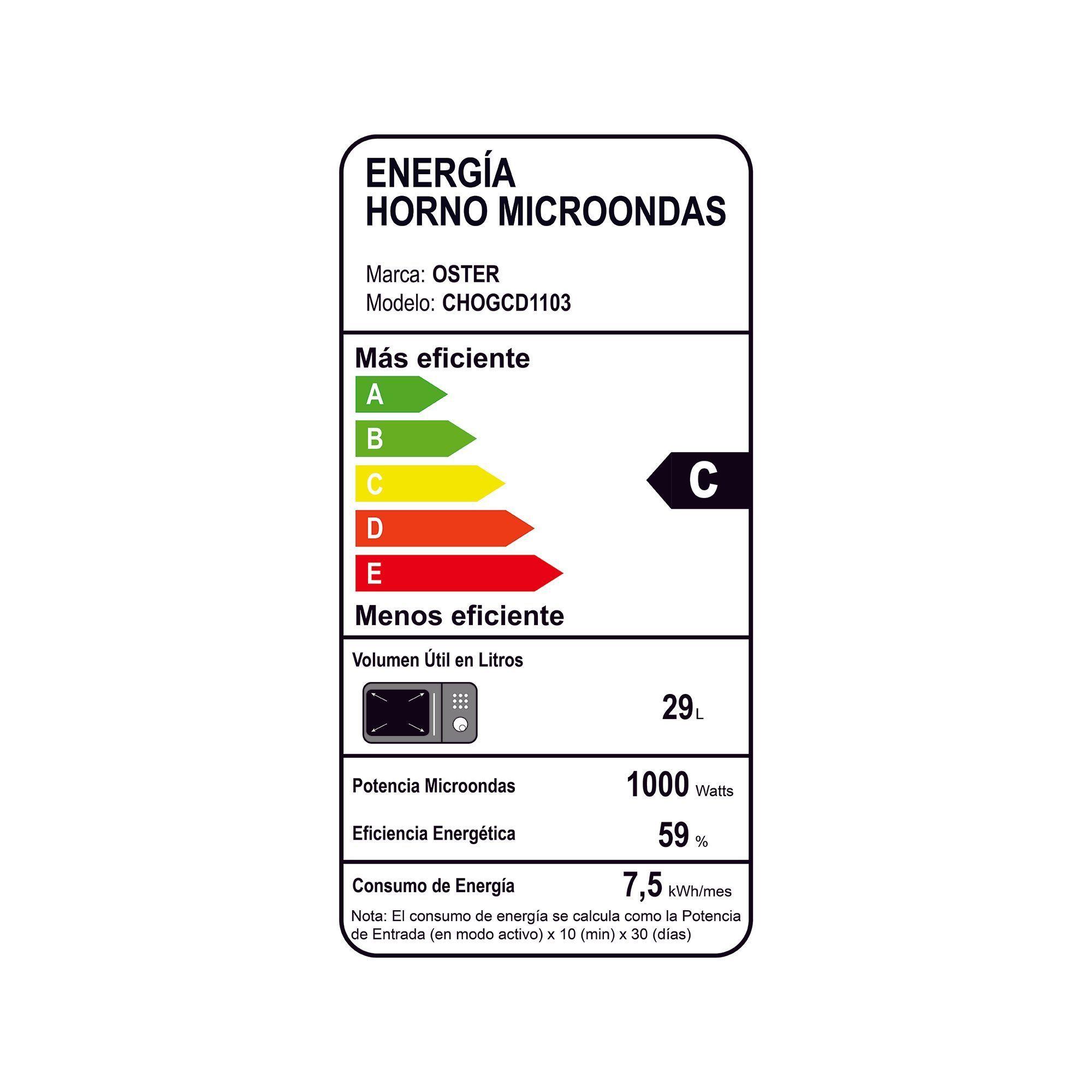 MICROONDAS OSTER DE 30 LITROS DIGITAL MOD CHOGCD1103-3