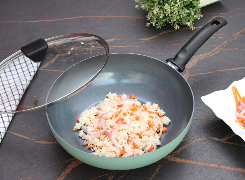 WOK DE 28 CM. CON TAPA, CERAMICO - MARMICOC.-1