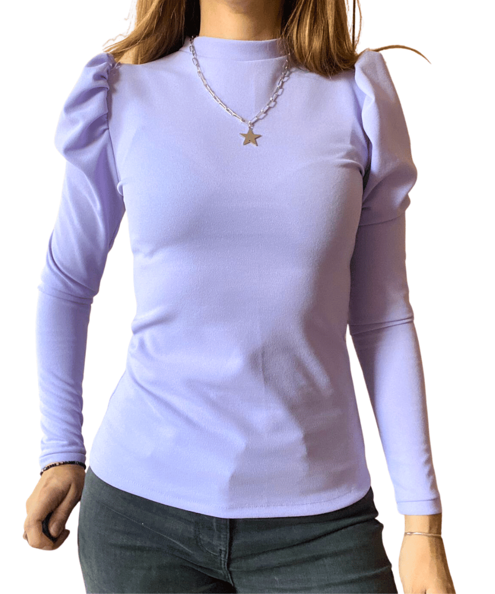 Polera mujer manga abullonada-2