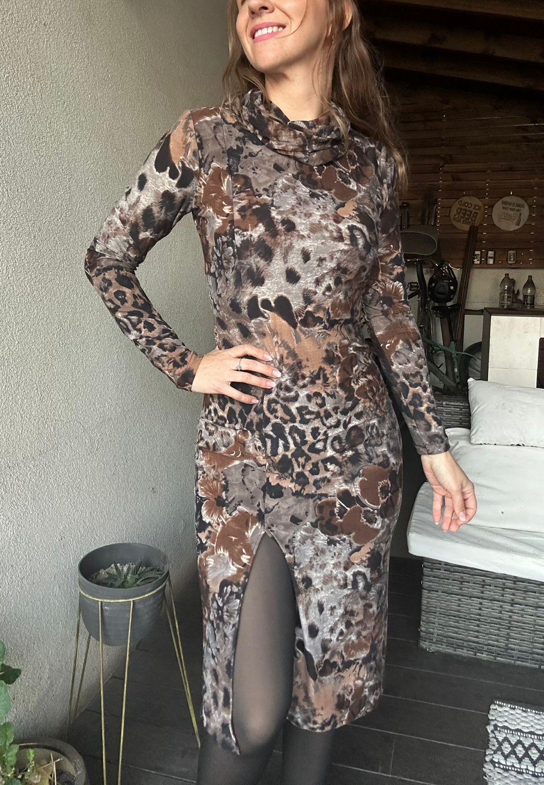 Vestido café largo mujer-1