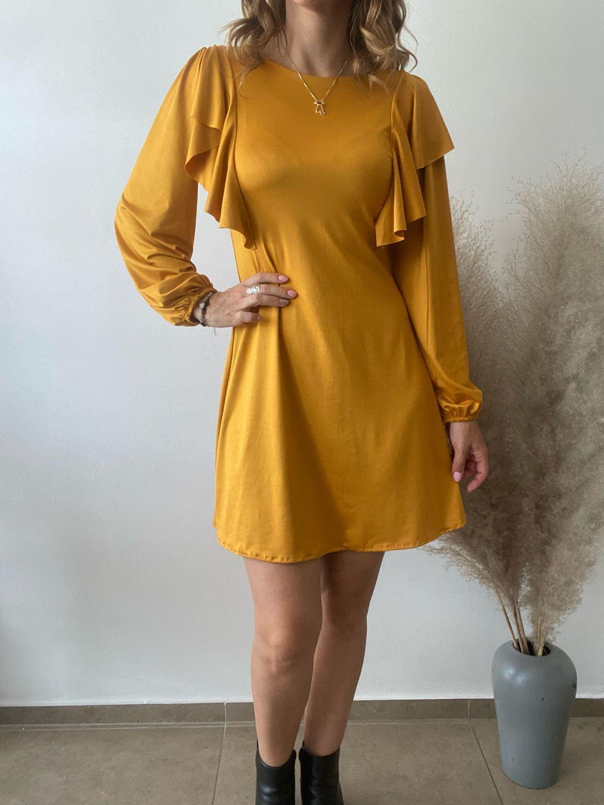 Vestido mostaza mujer-0