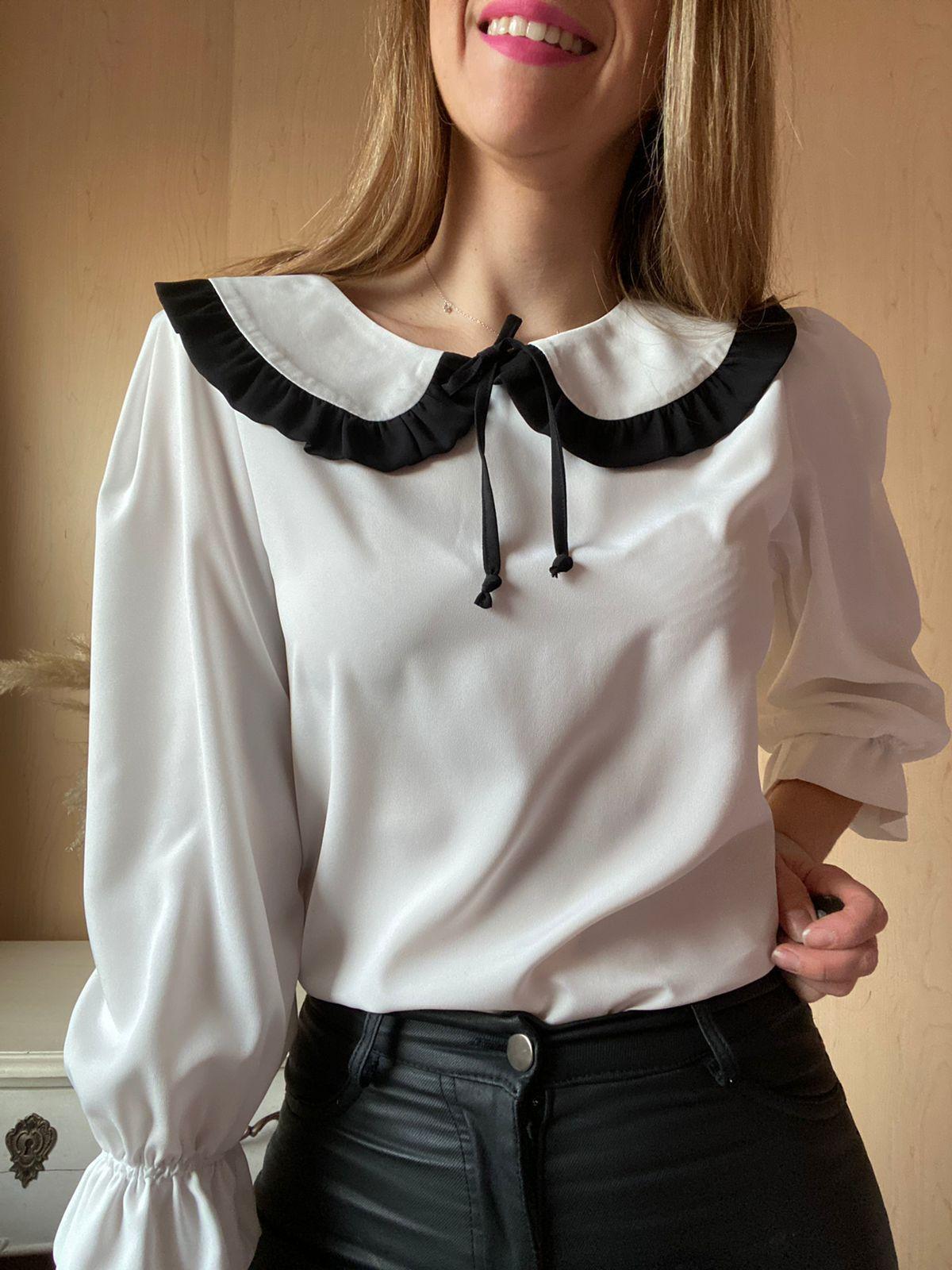 Blusa blanca mujer cuello bebe-1