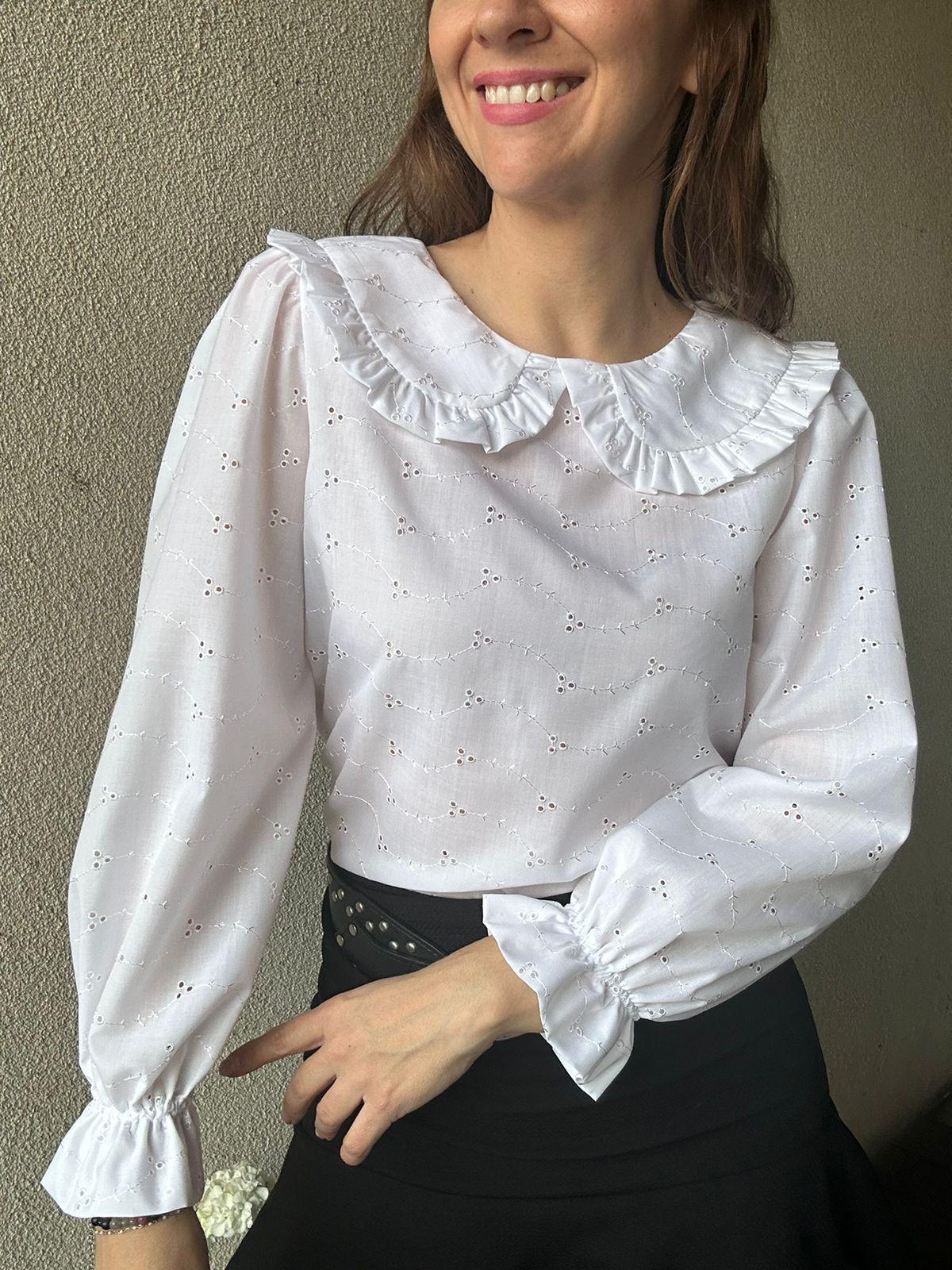 Blusa Blanca Algodón Mujer-0