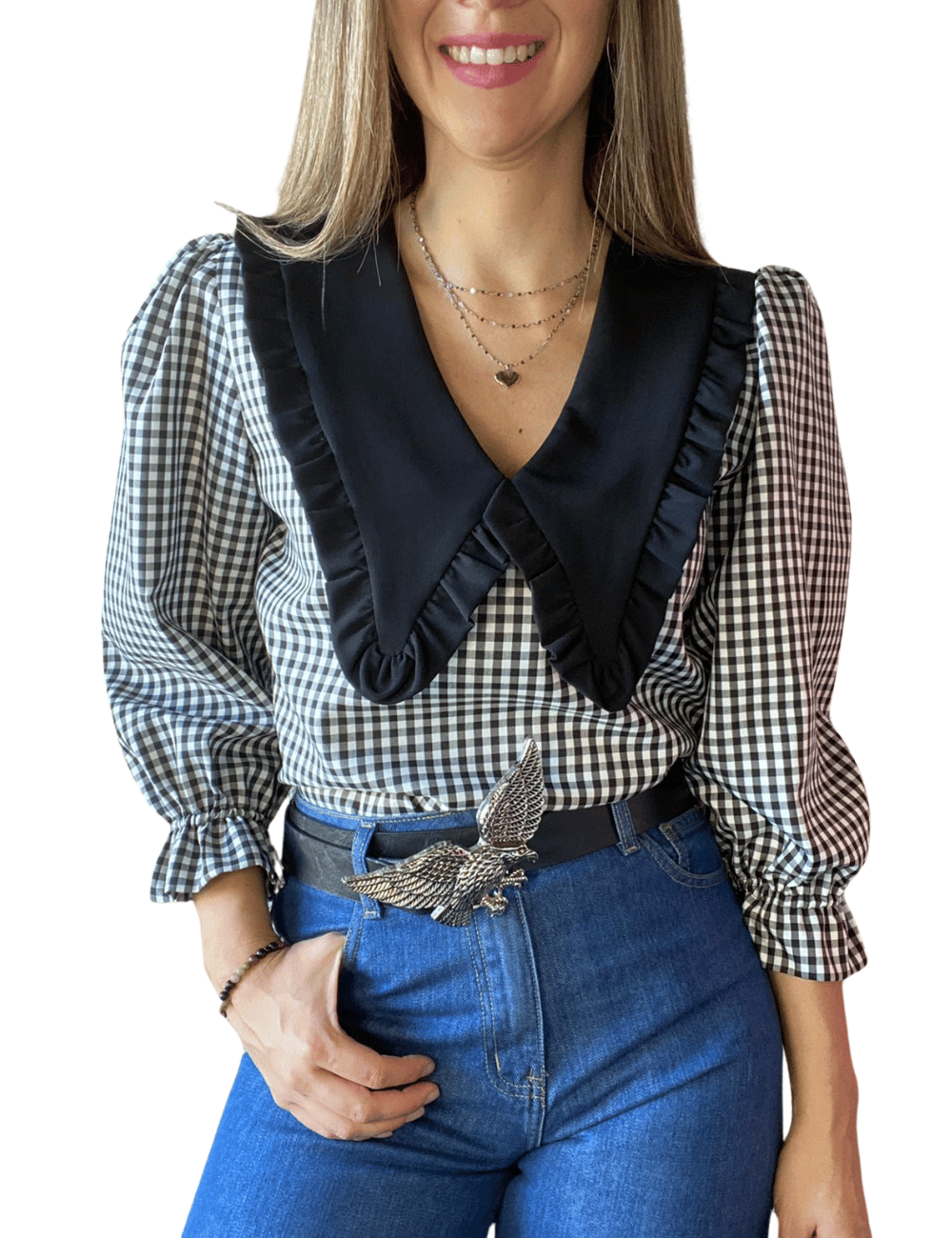 Blusa cuello bobo mujer-1