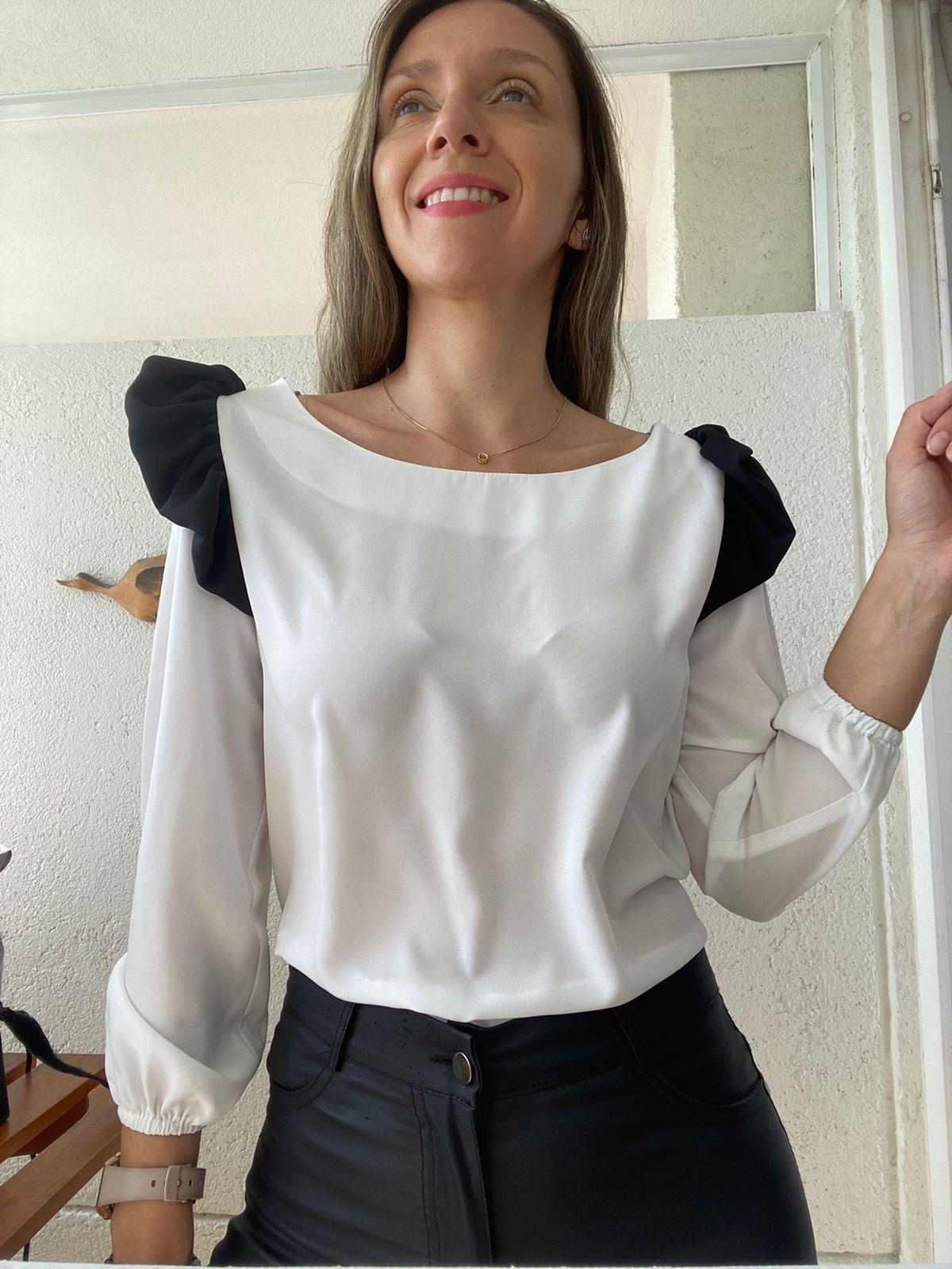 Blusa Blanca Mujer Manga larga-0