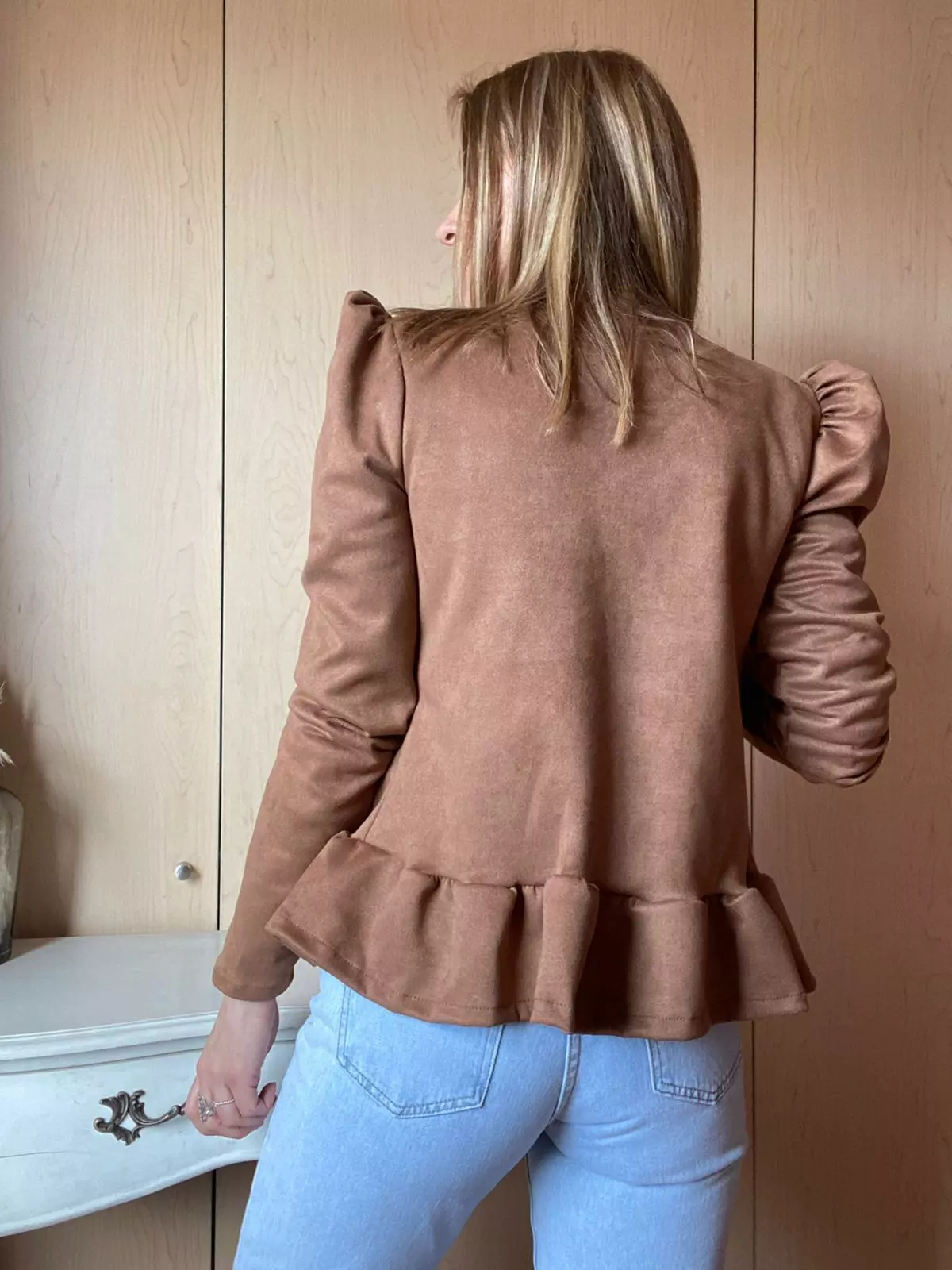 Blazer mujer negro camel -1