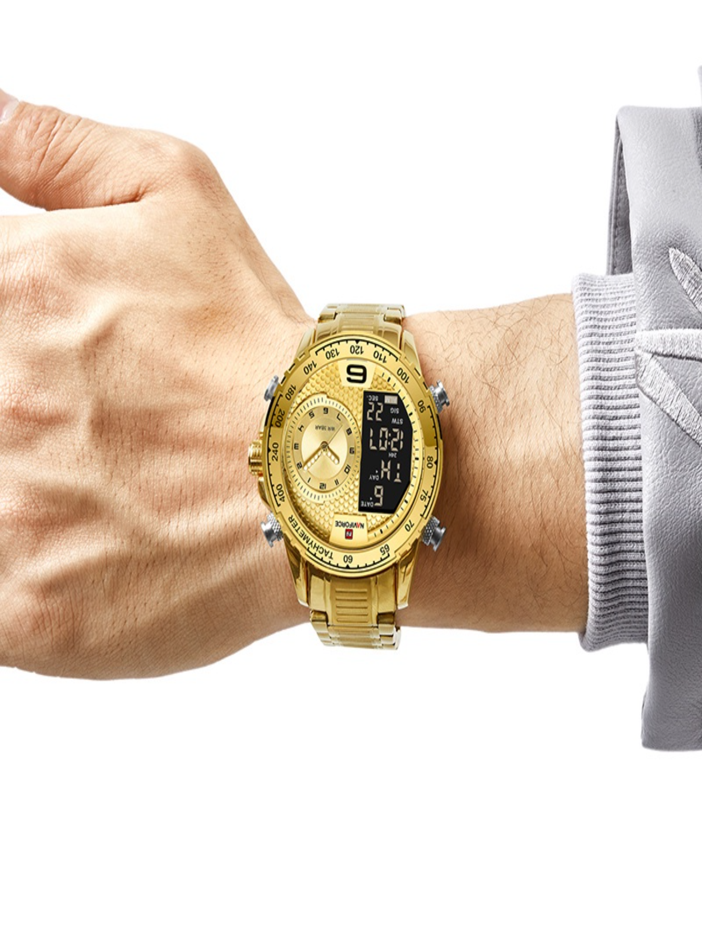 Reloj Naviforce Hombre De Acero Digital Analogo Cuarzo Y Led-2