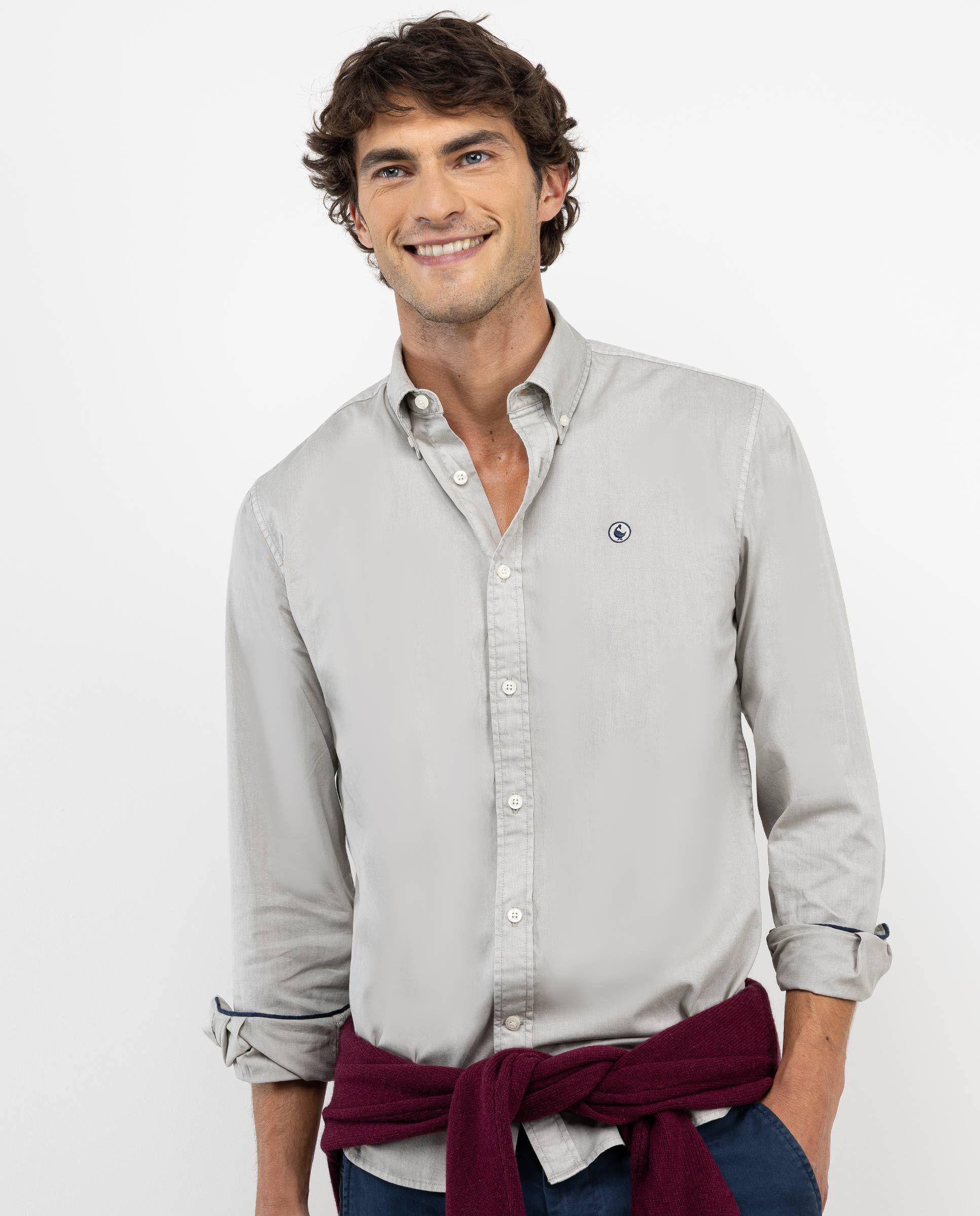 Camisa Garment Dyed Algodón Gris HOMBRE OI 25-2