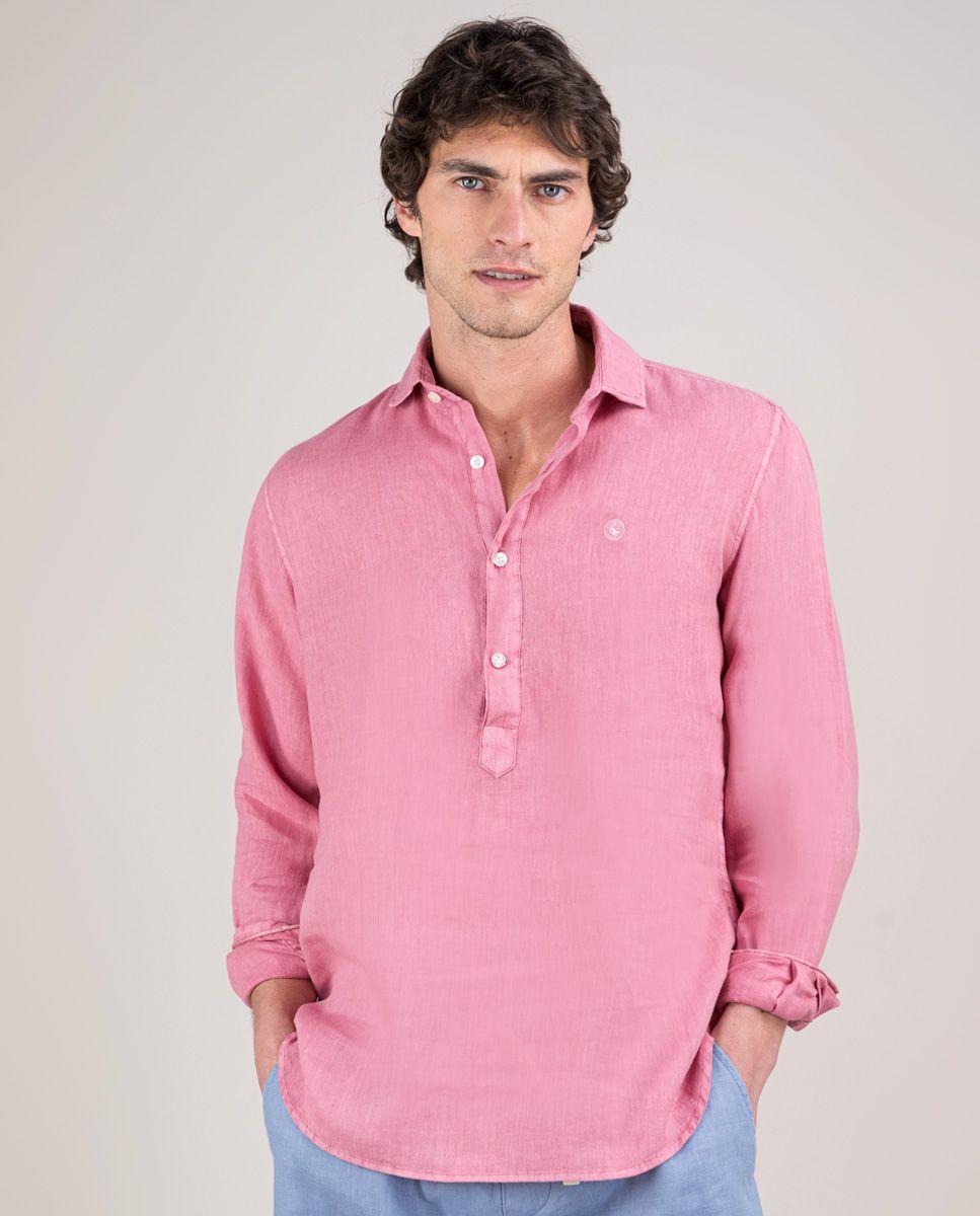 Camisa Polera Lino Borgoña HOMBRE PV 25-0
