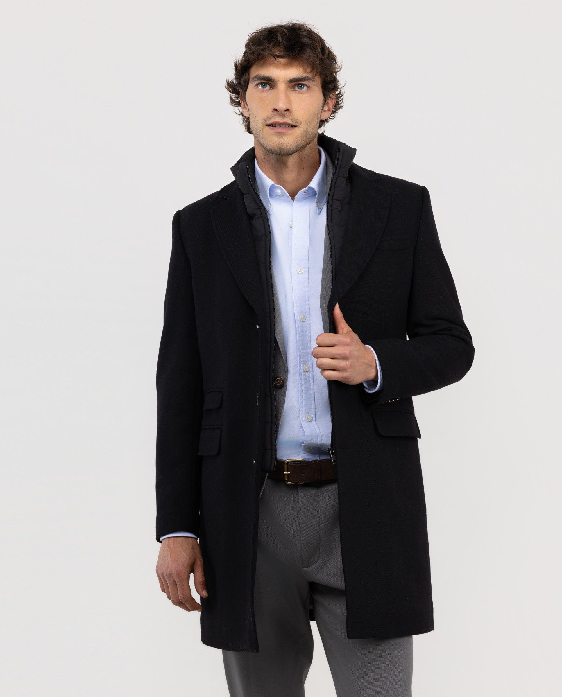 Abrigo Paño Liso Negro HOMBRE OI 25-2