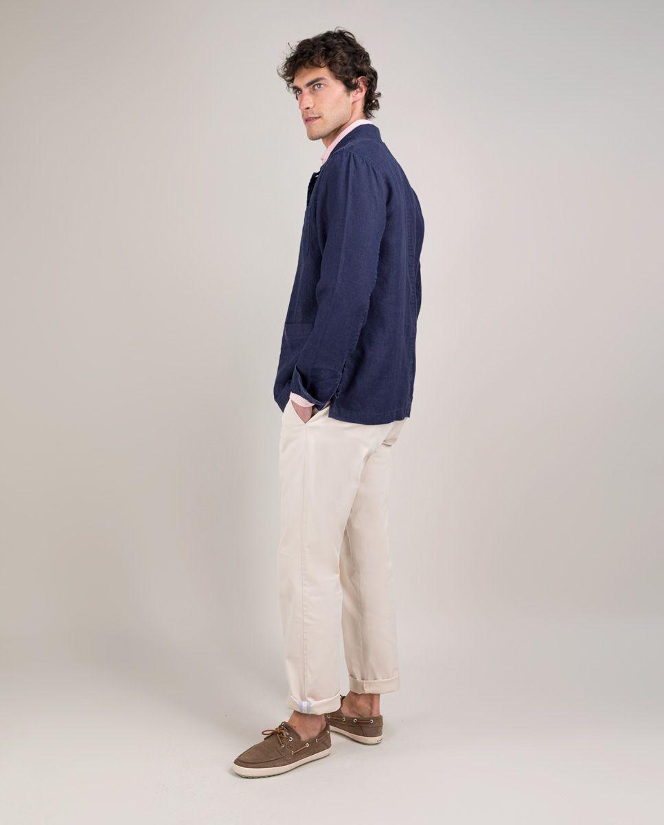 Sobrecamisa Lino Garment Dyed Marino HOMBRE PV 25-2