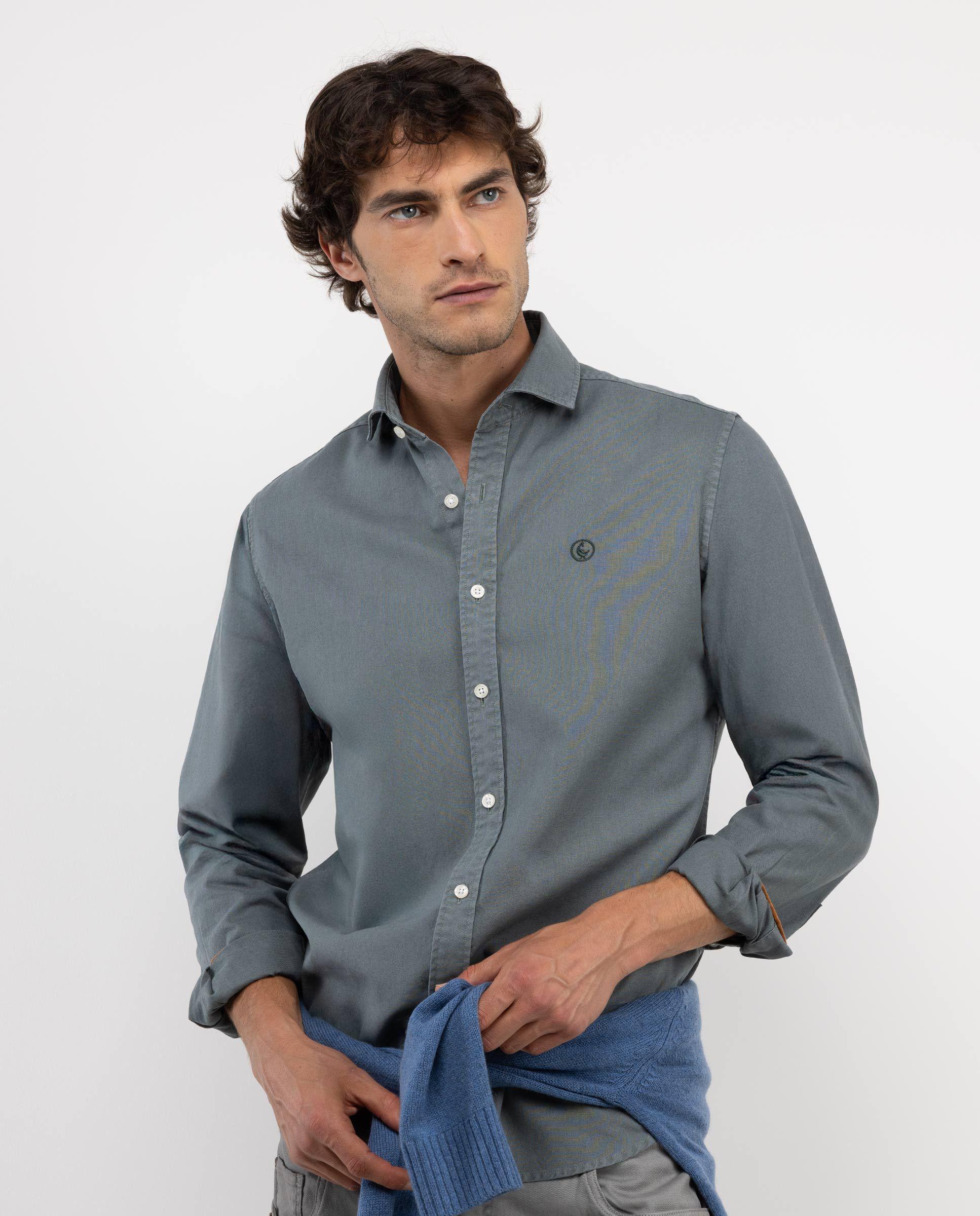 Camisa Algodón Lino Verde HOMBRE OI 25-2