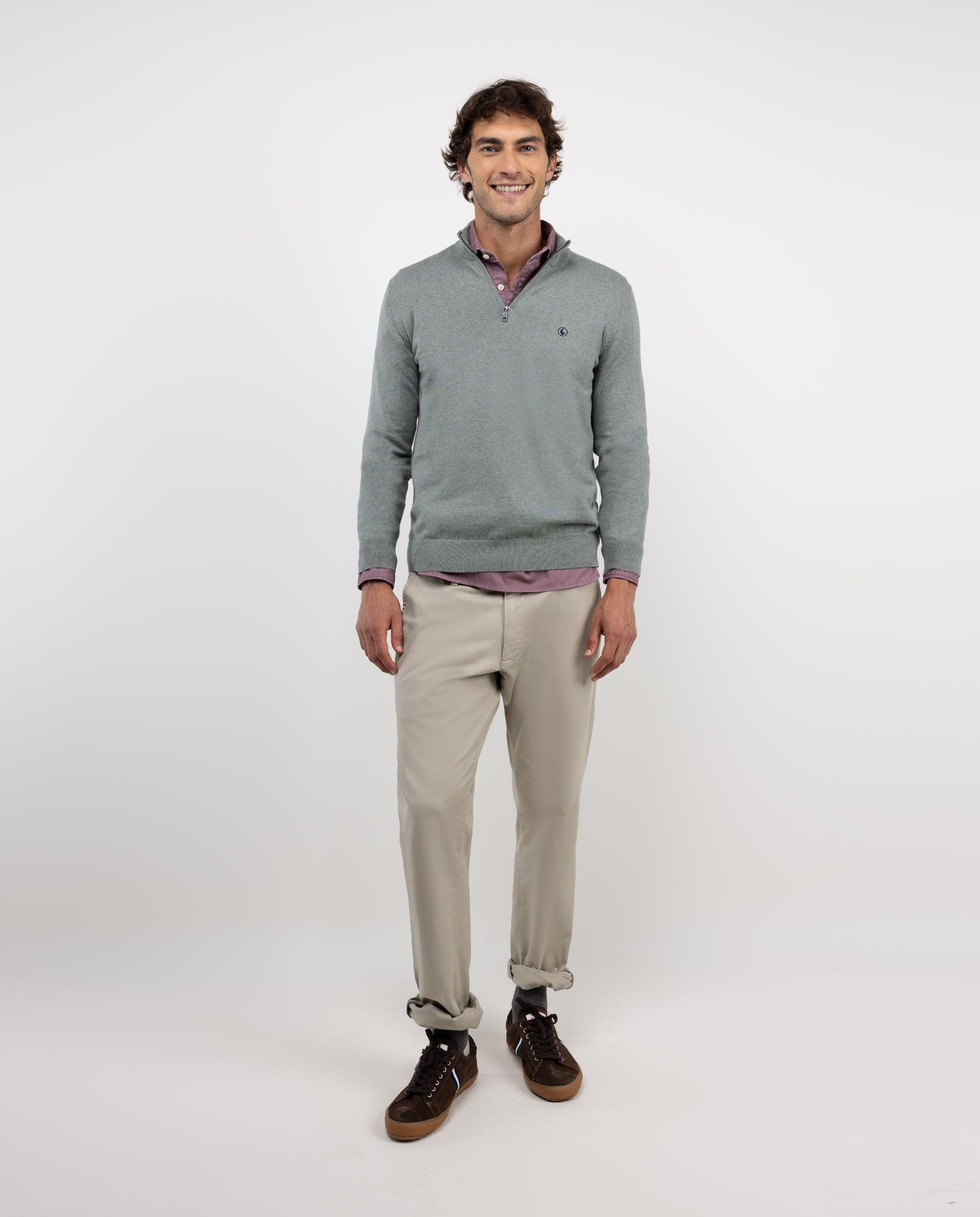 Jersey Cuello Camionero Verde Líquen HOMBRE OI 25-0