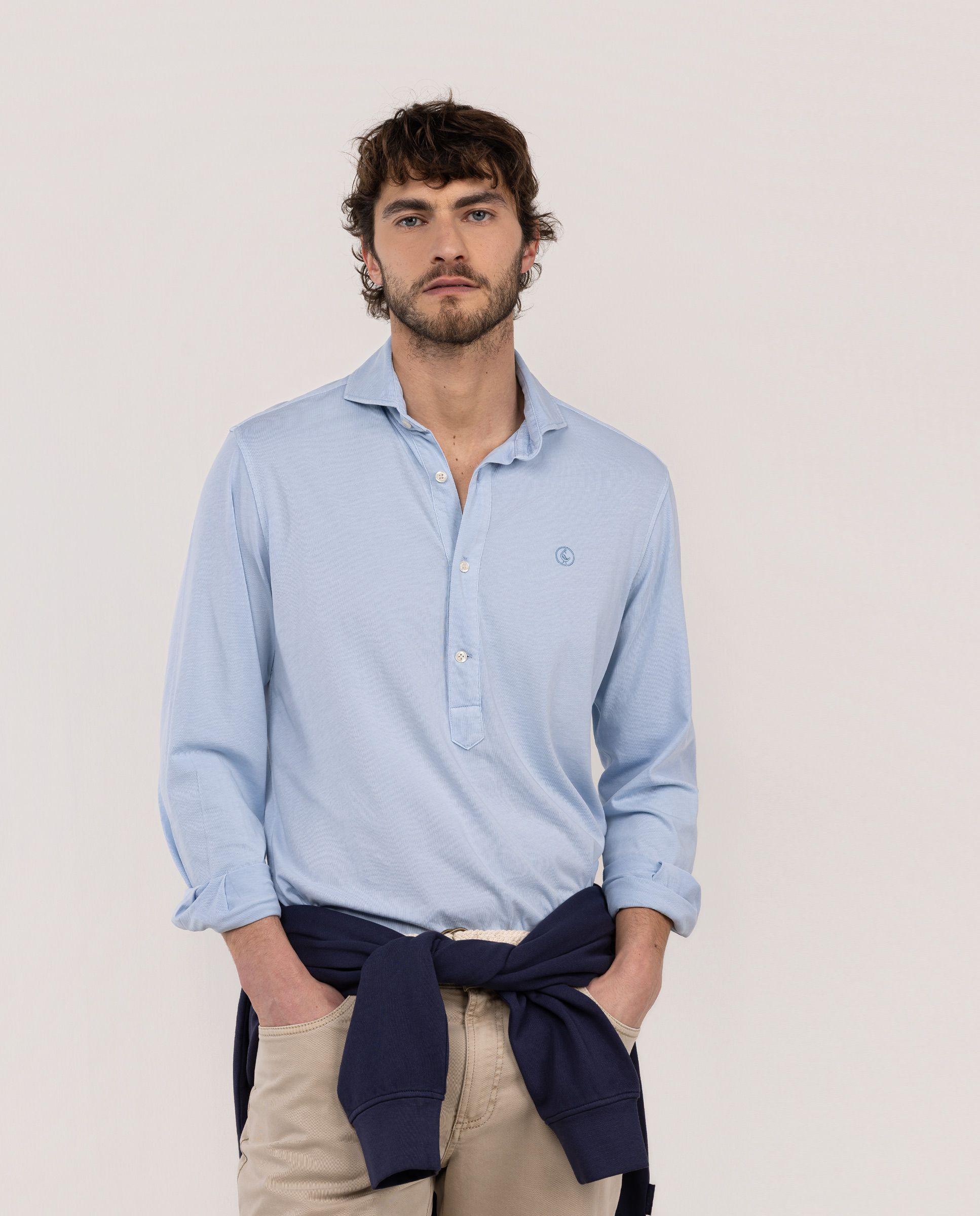 Camisa Polera Single Jersey Celeste HOMBRE PV 26-1