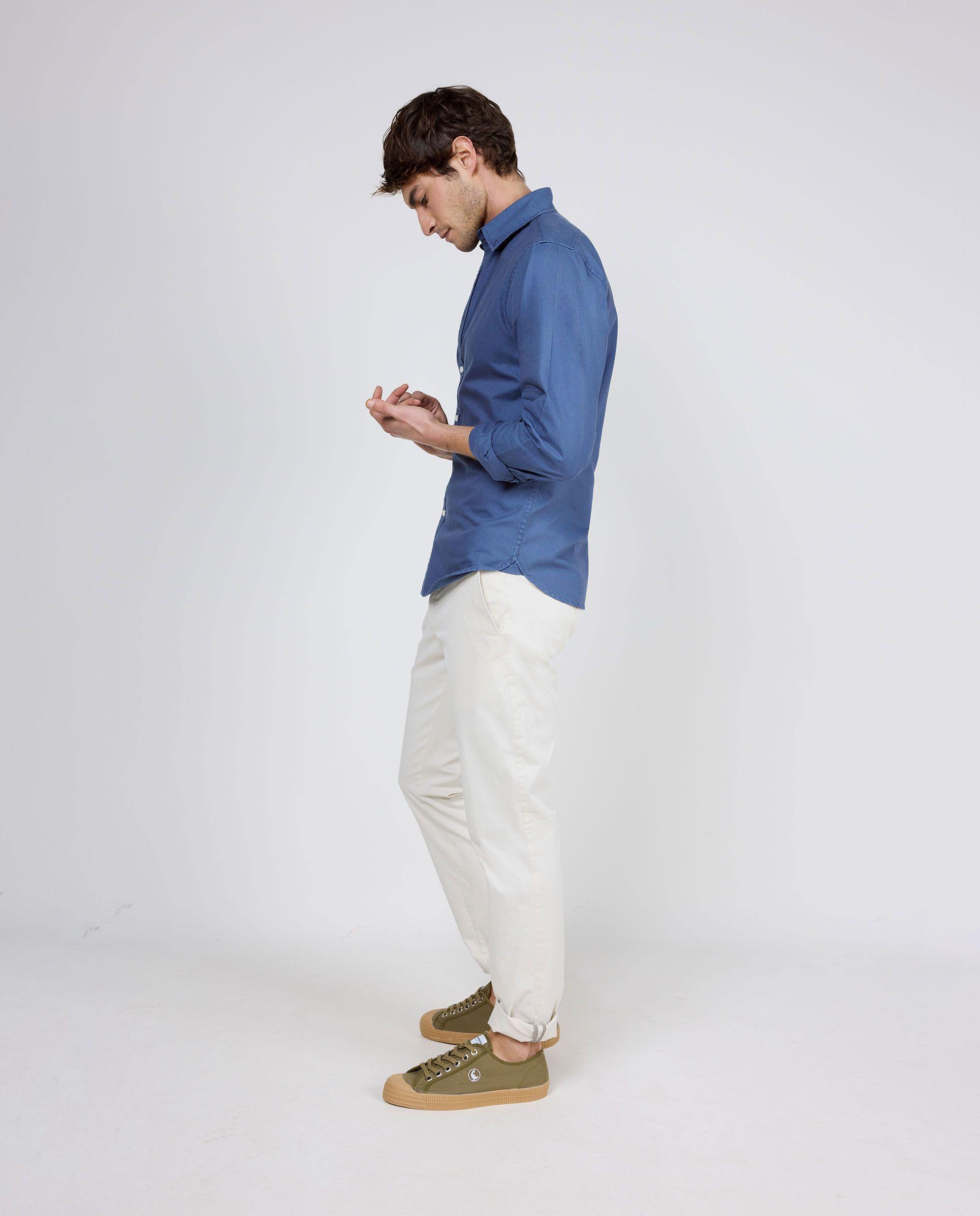 Camisa Algodón Garment Dyed Button Down Marino HOMBRE PV 26-2