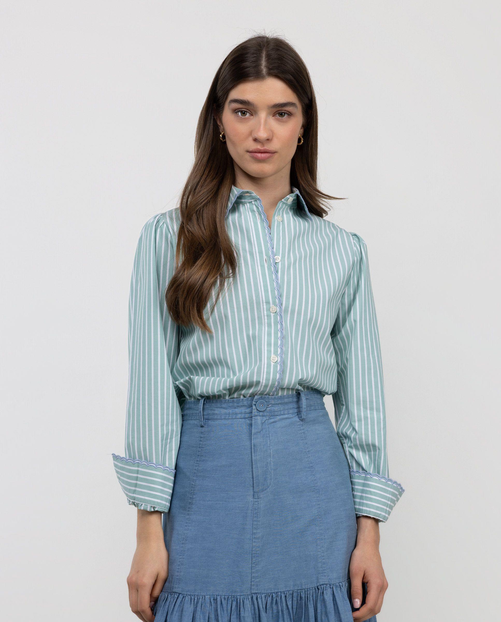 Camisa René Rayas Bordado Verde MUJER PV 26-0