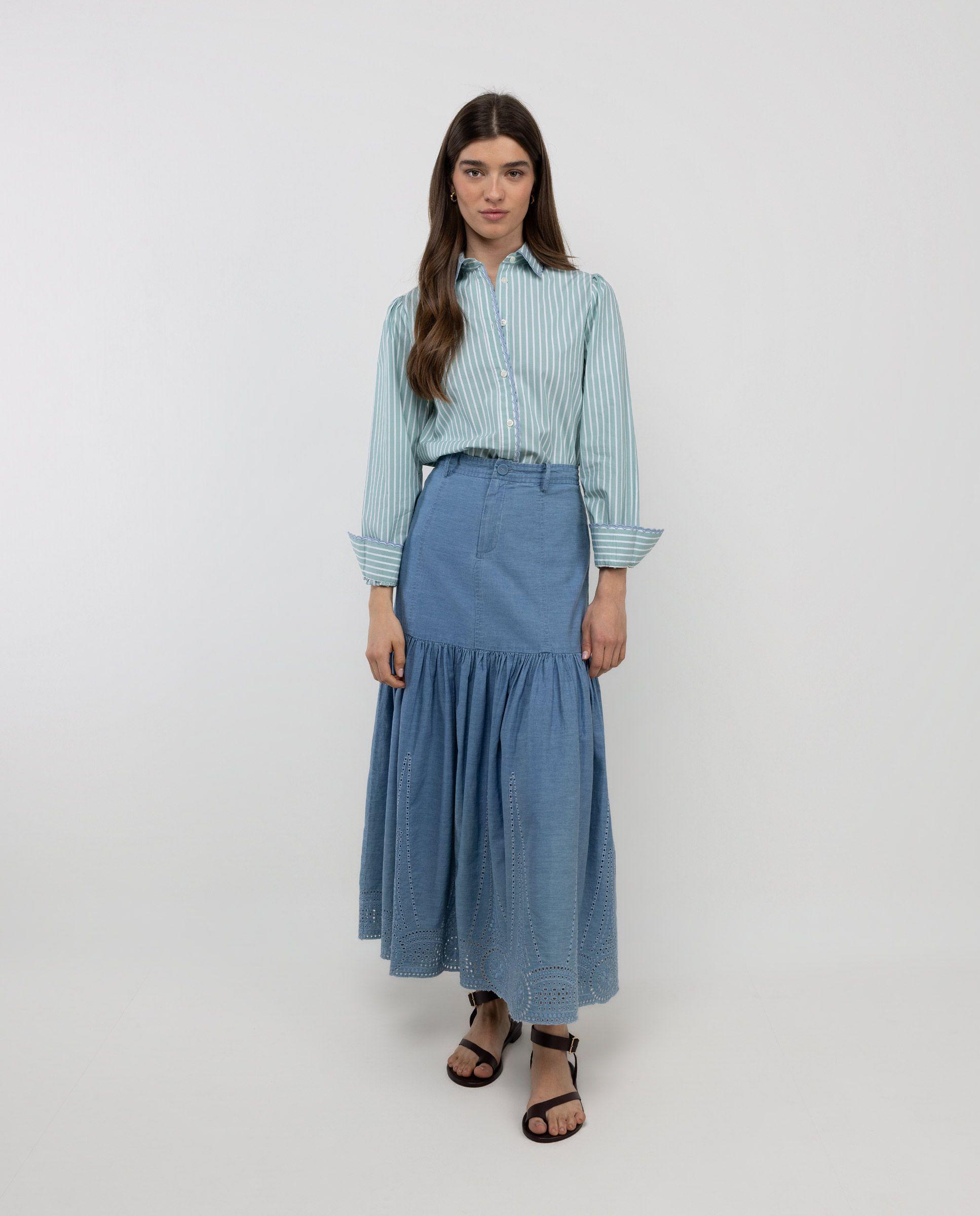 Camisa René Rayas Bordado Verde MUJER PV 26-1