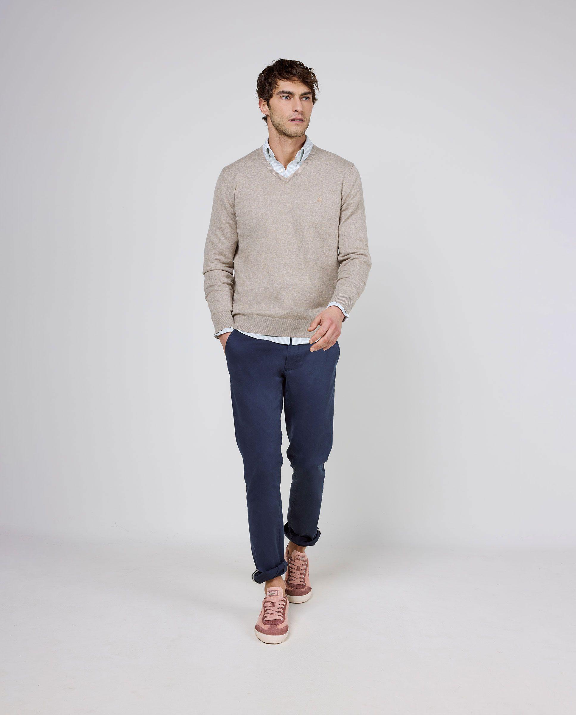 Jersey Cuello Pico Beige HOMBRE PV 26-0